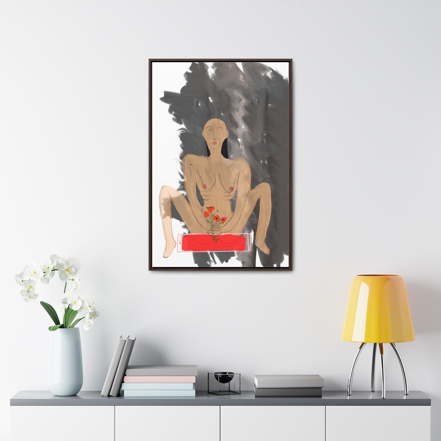 Man with Poppies, Original Eduard Pavel, Gallery Canvas Wraps, Vertical Frame