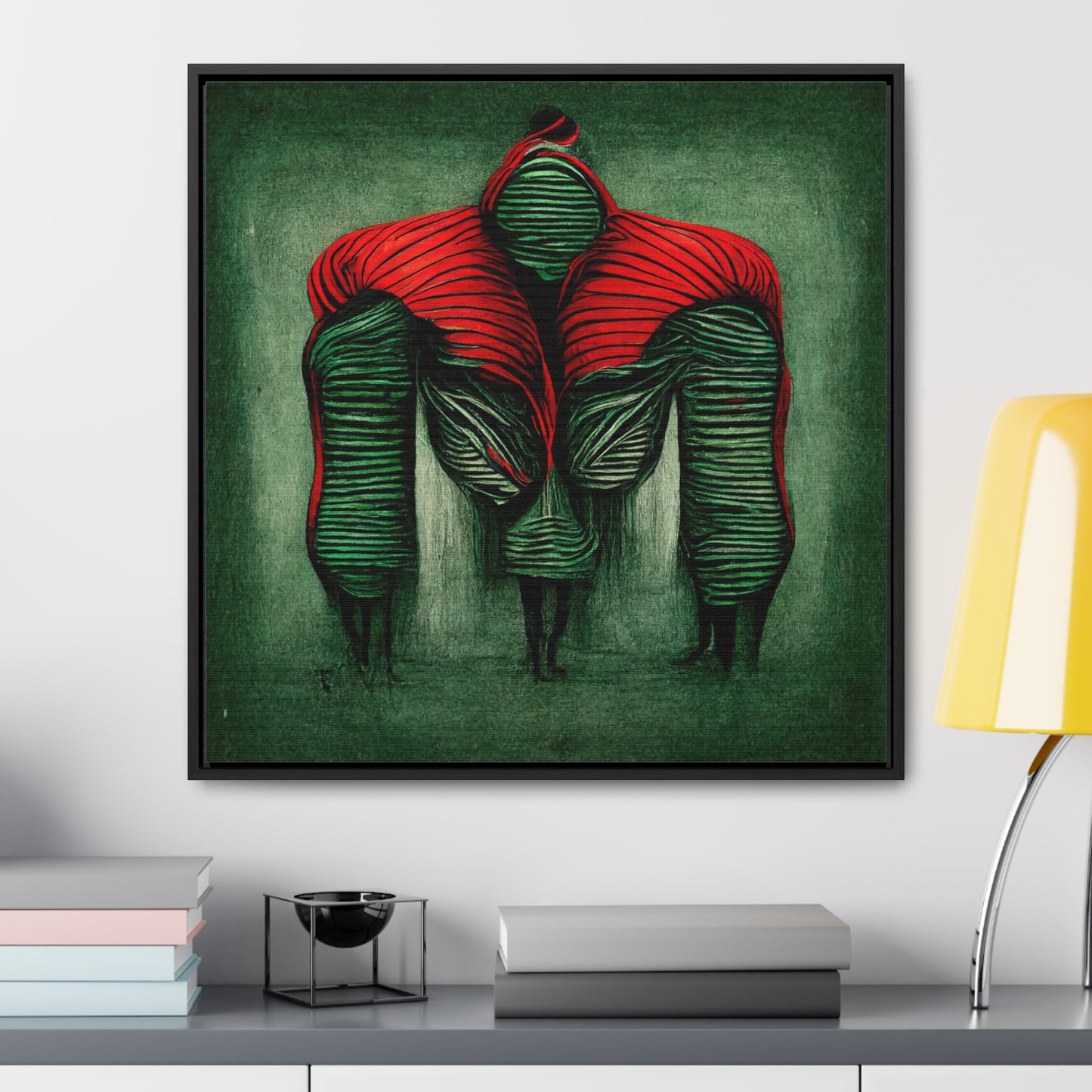 Loneliness Green Red 5, Valentinii, Gallery Canvas Wraps, Square Frame