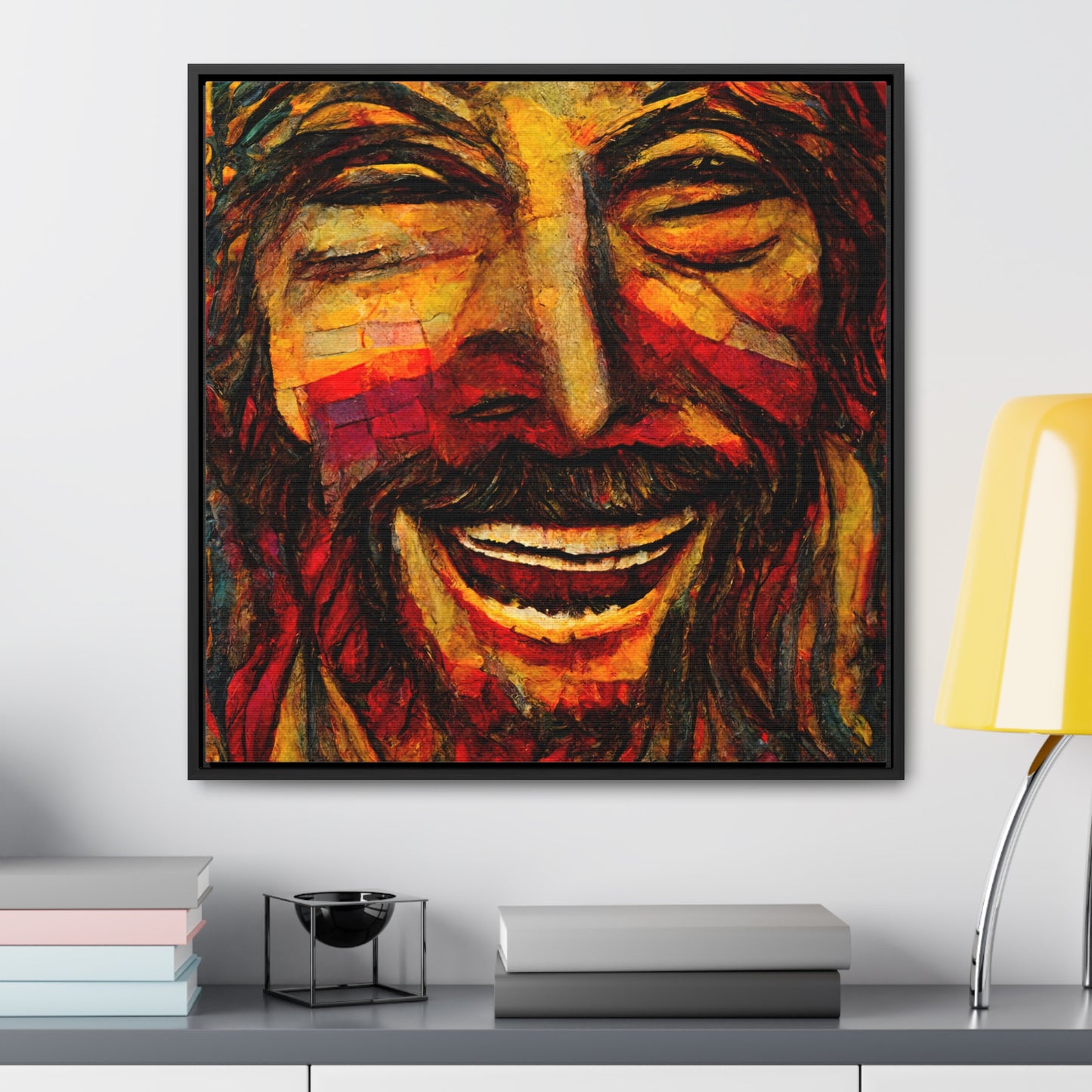 Jesus smiling 2, Valentinii, Gallery Canvas Wraps, Square Frame