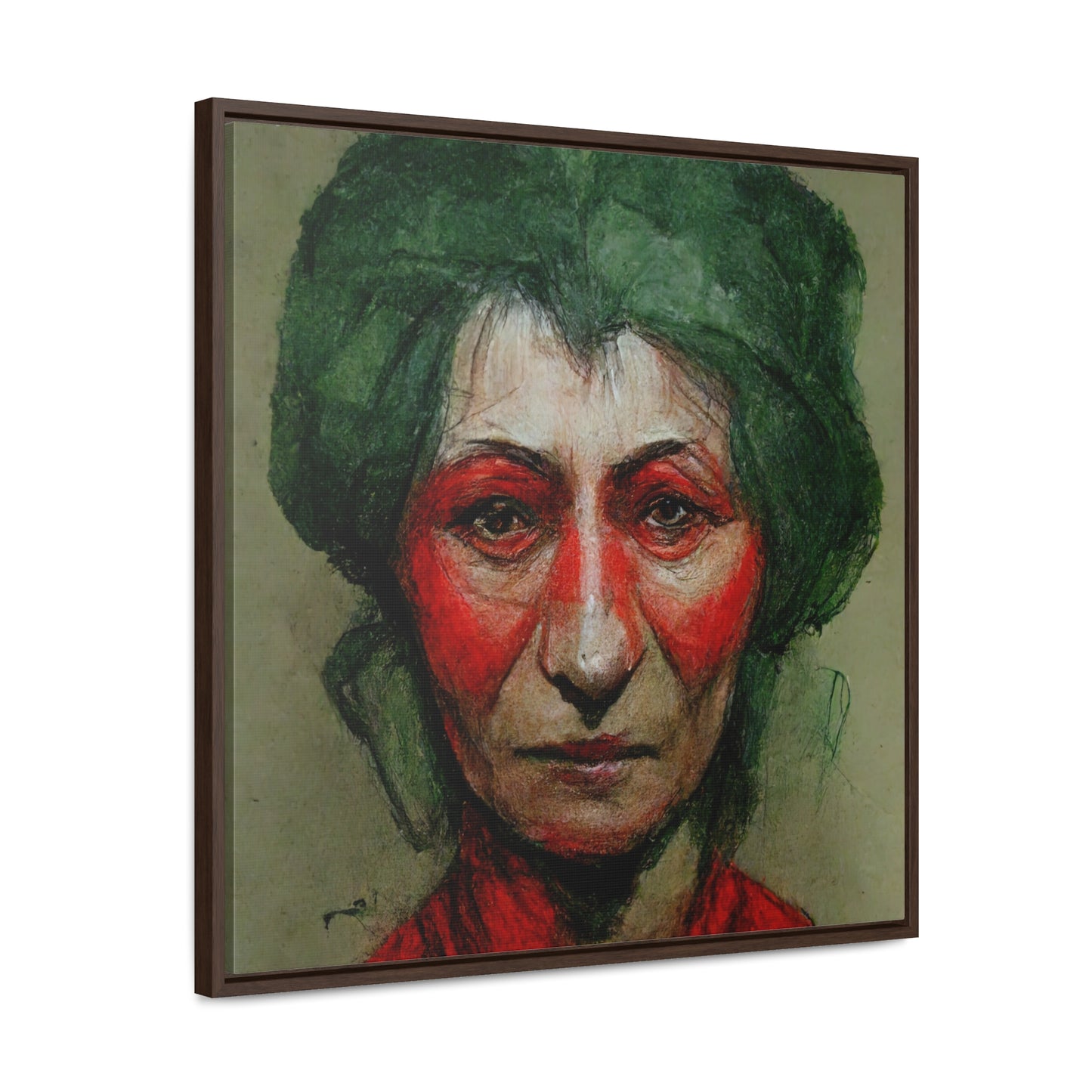 Loneliness Green Red 44, Valentinii, Gallery Canvas Wraps, Square Frame