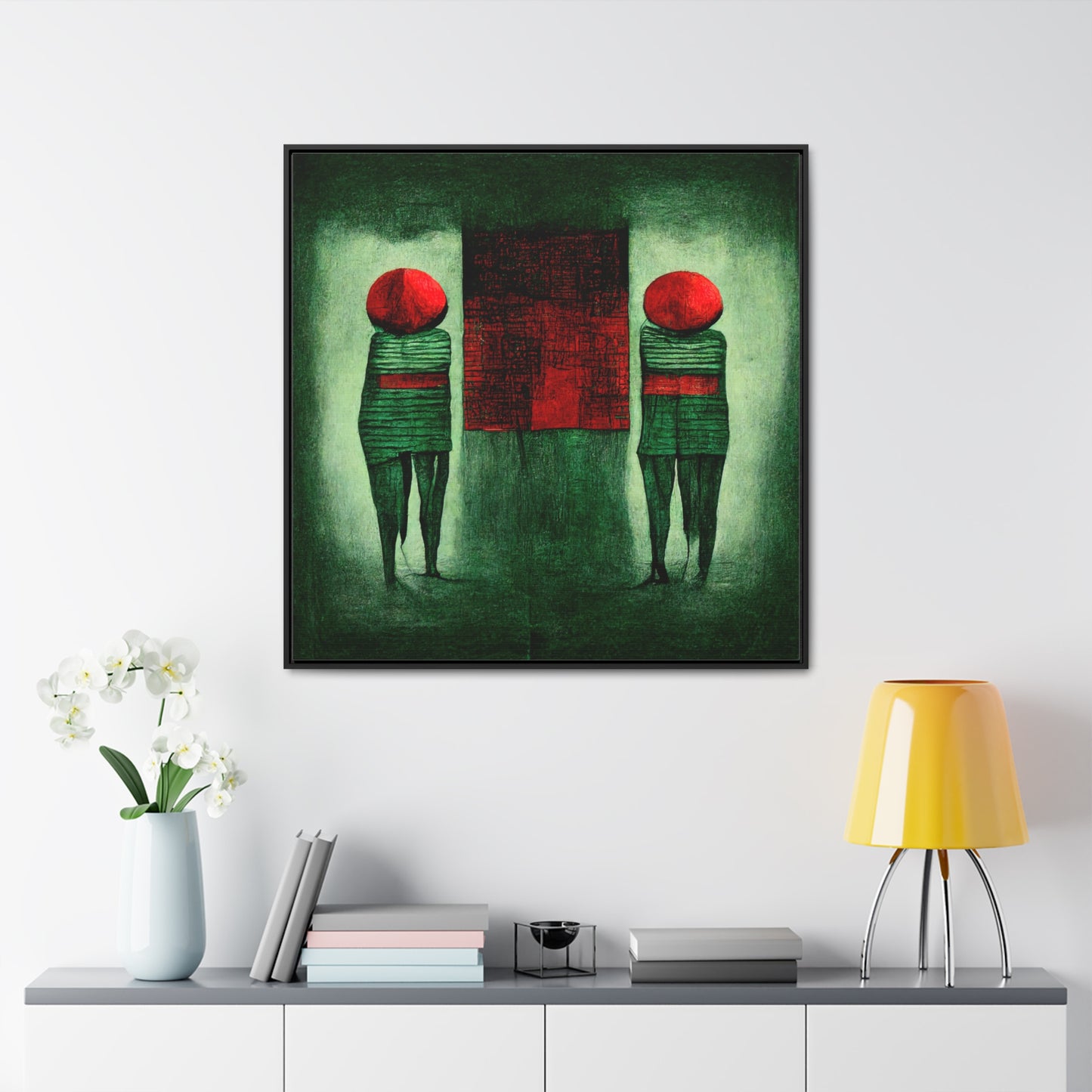 Loneliness Green Red 23, Valentinii, Gallery Canvas Wraps, Square Frame