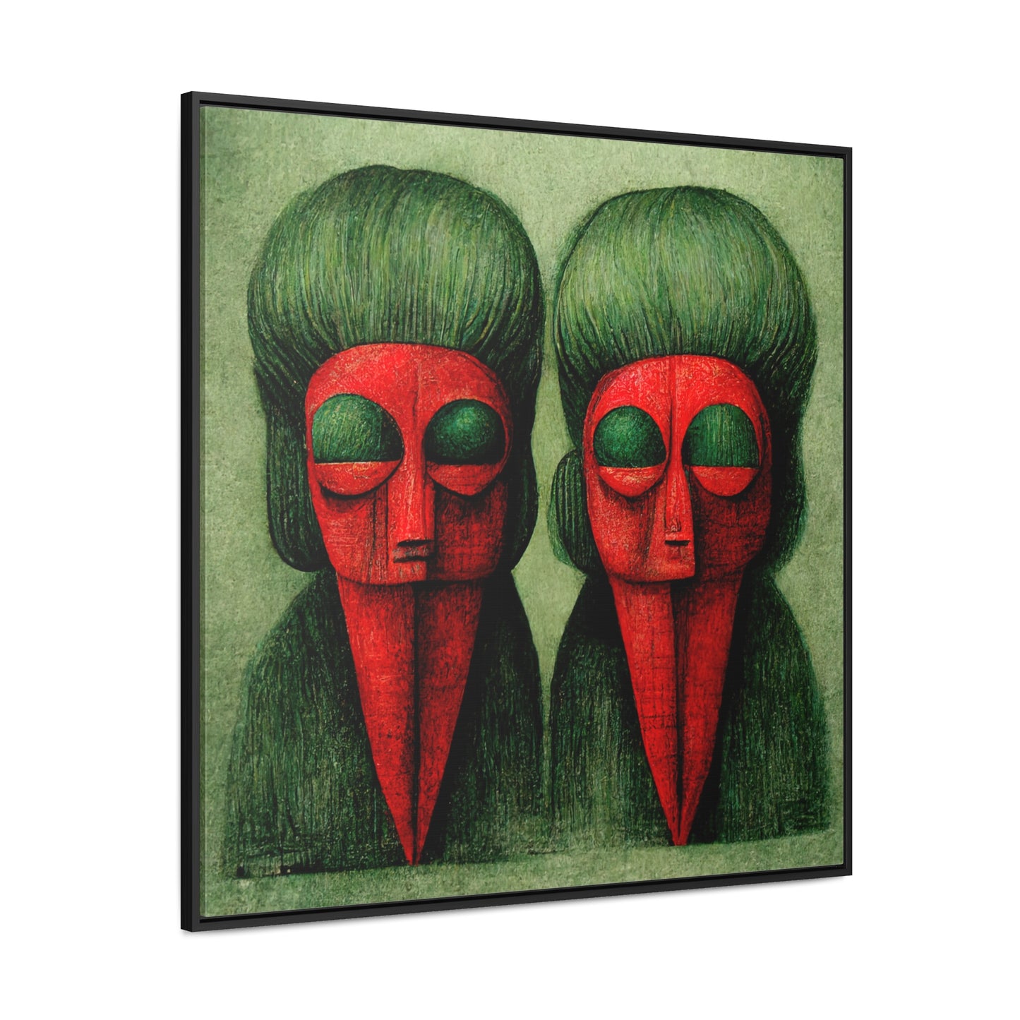 Loneliness Green Red 24, Valentinii, Gallery Canvas Wraps, Square Frame