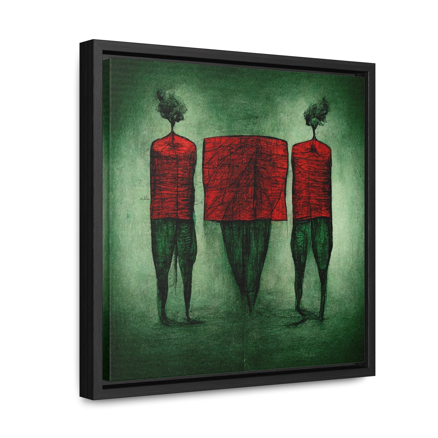 Loneliness Green Red 22, Valentinii, Gallery Canvas Wraps, Square Frame