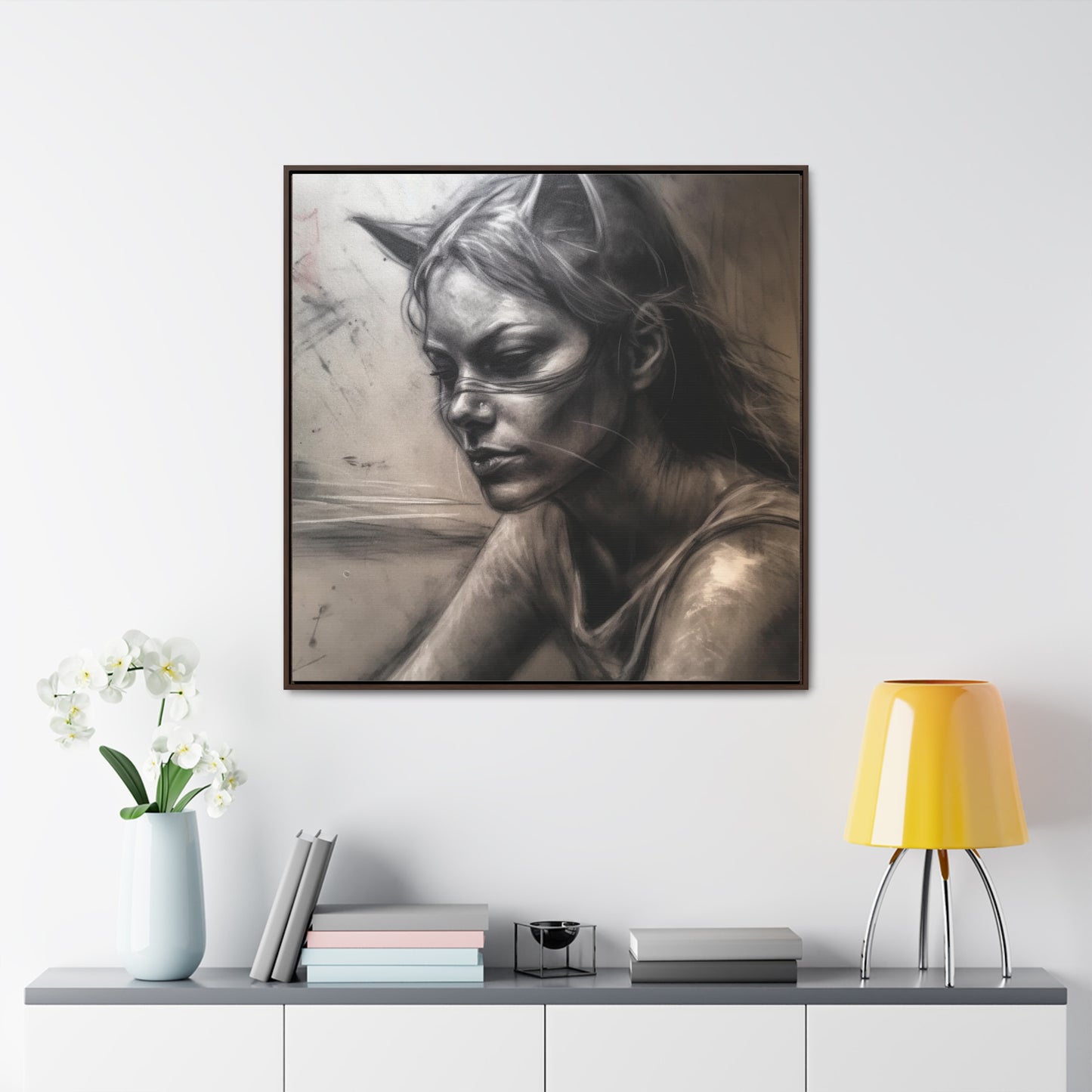 Cat Woman 17, Gallery Canvas Wraps, Square Frame