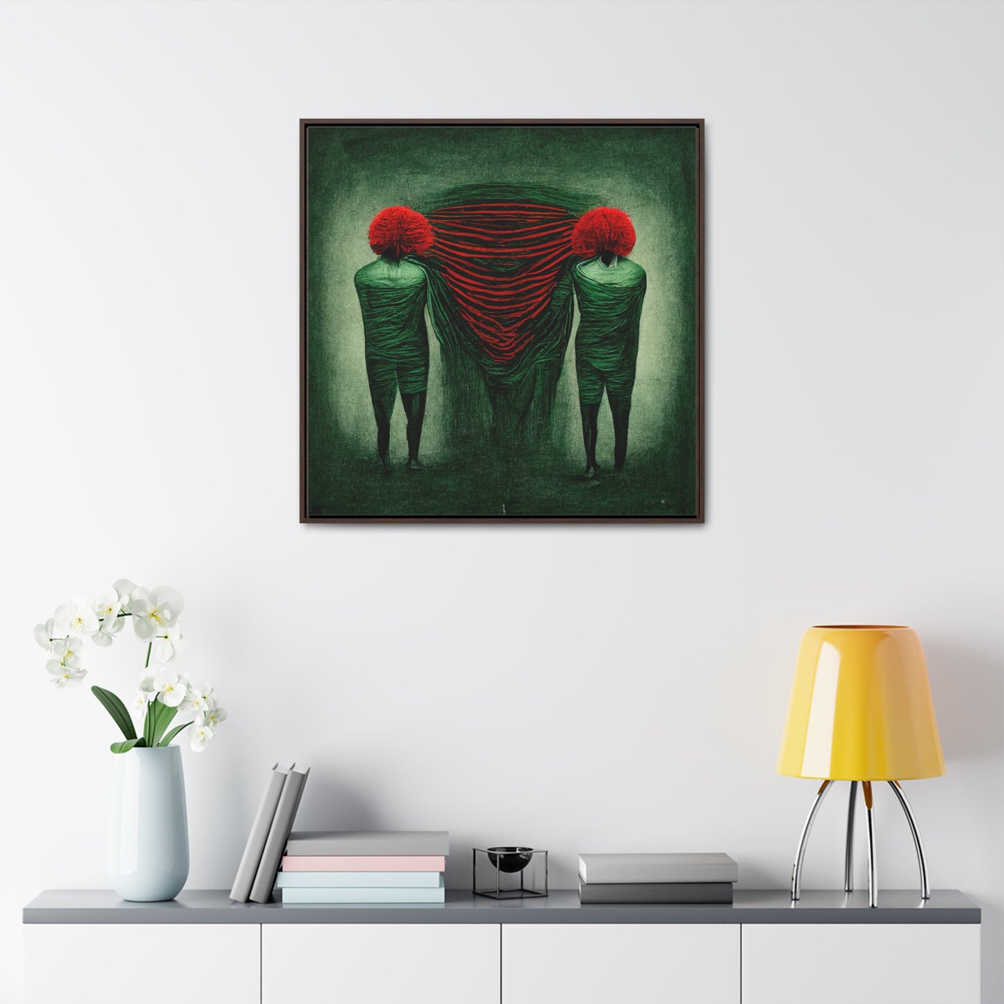 Loneliness Green Red 4, Valentinii, Gallery Canvas Wraps, Square Frame