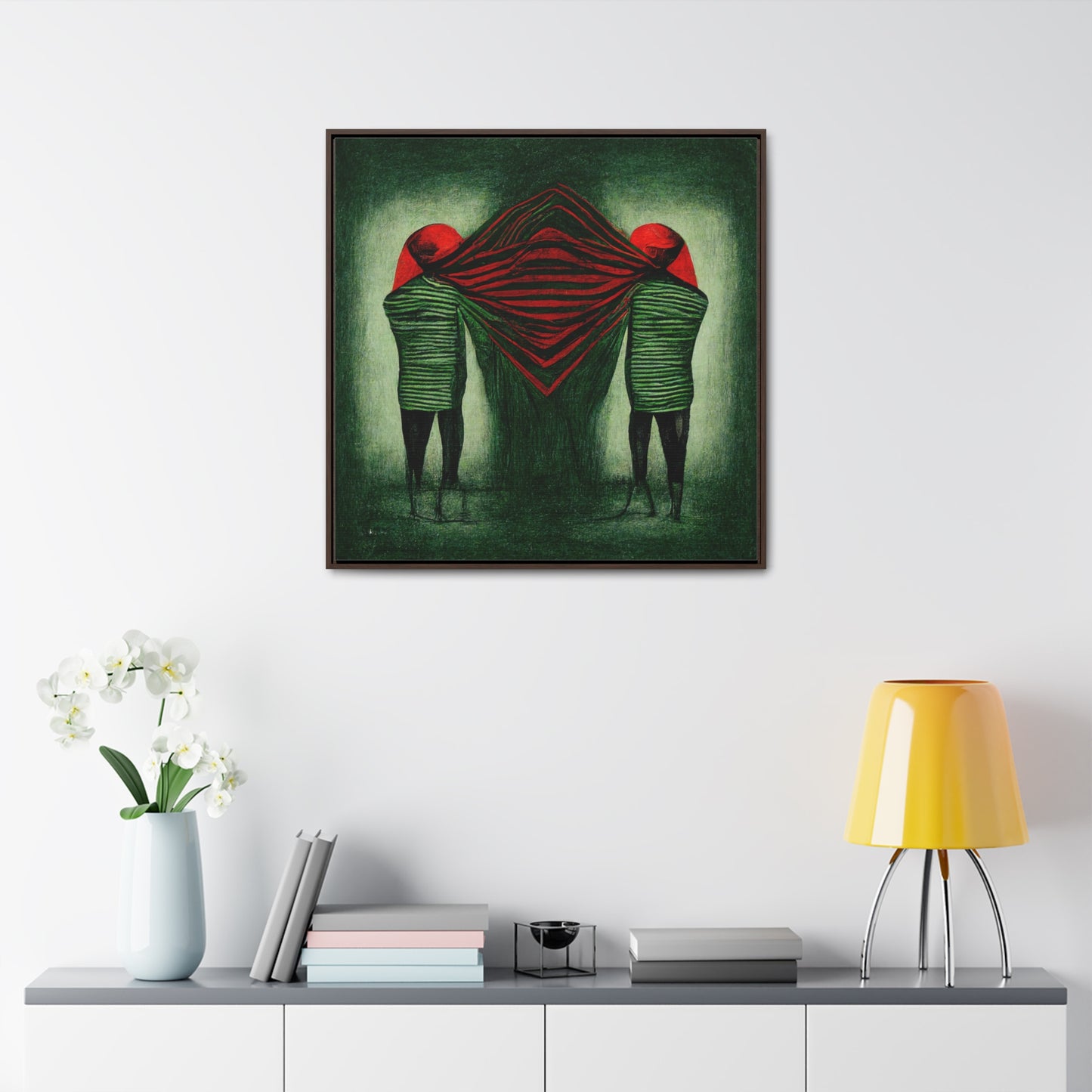 Loneliness Green Red 12, Valentinii, Gallery Canvas Wraps, Square Frame