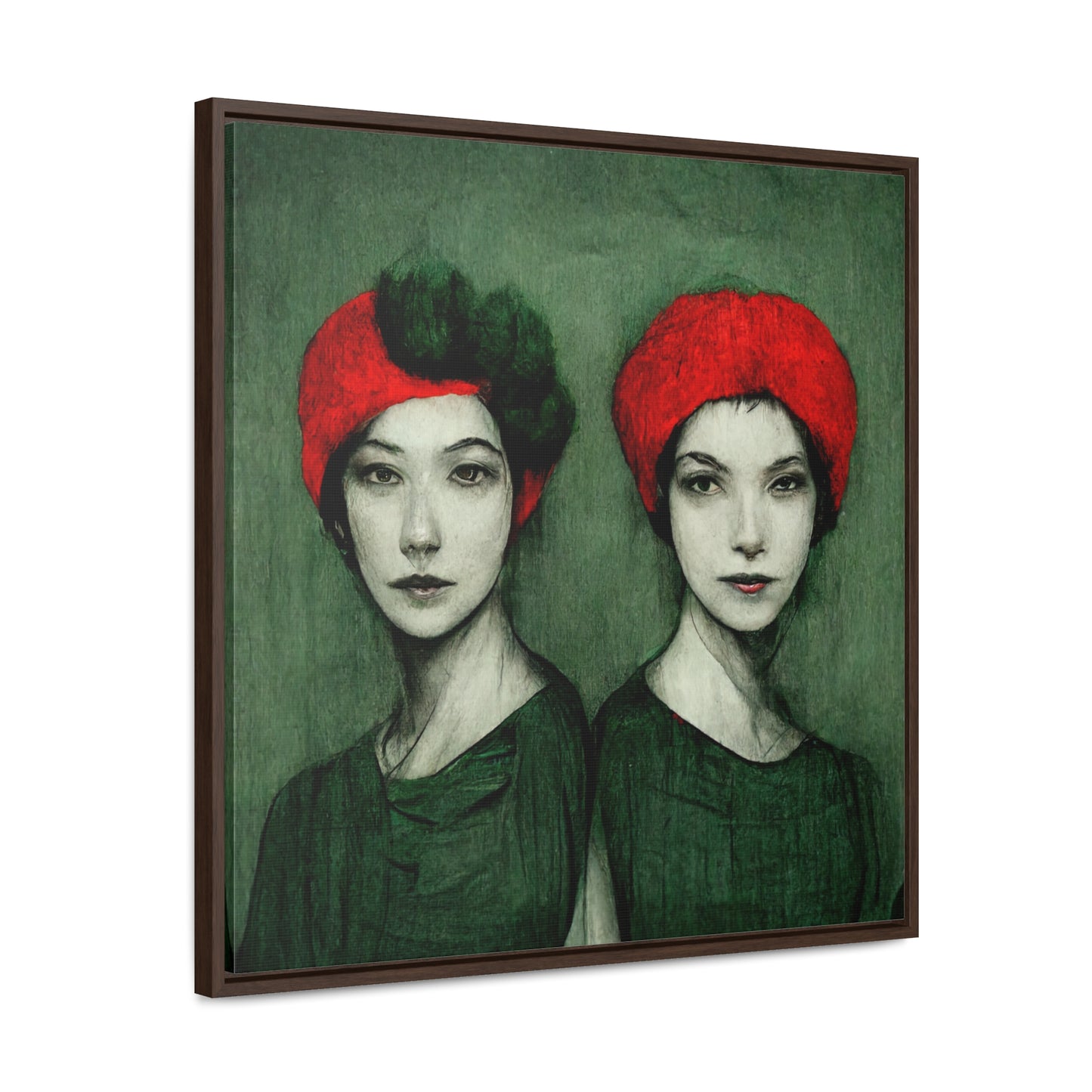 Loneliness Green Red 33, Valentinii, Gallery Canvas Wraps, Square Frame