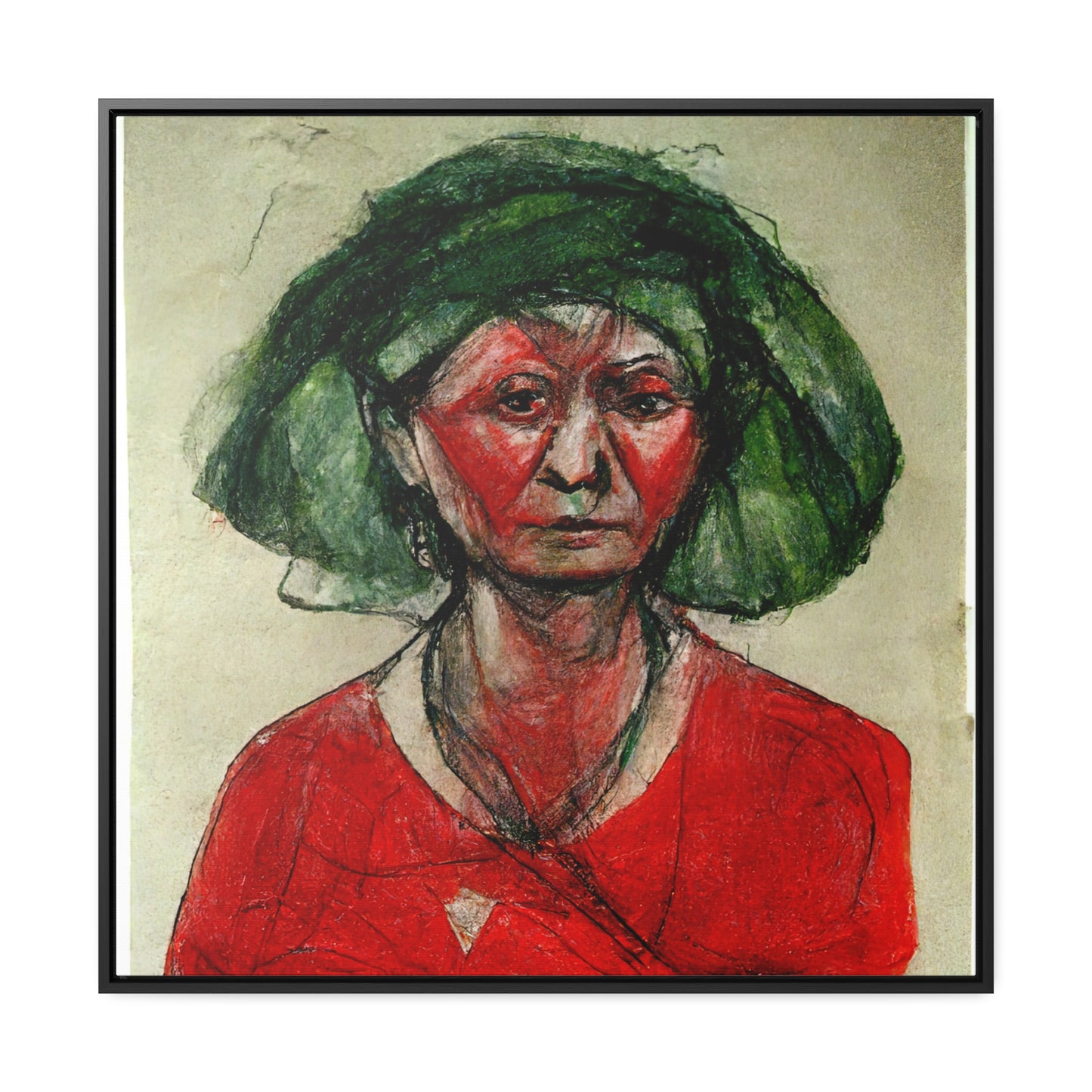 Loneliness Green Red 39, Valentinii, Gallery Canvas Wraps, Square Frame