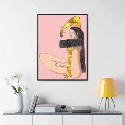 Woman With Long Leg and Golden Arms, Original Eduard Pavel, Gallery Canvas Wraps, Vertical Frame