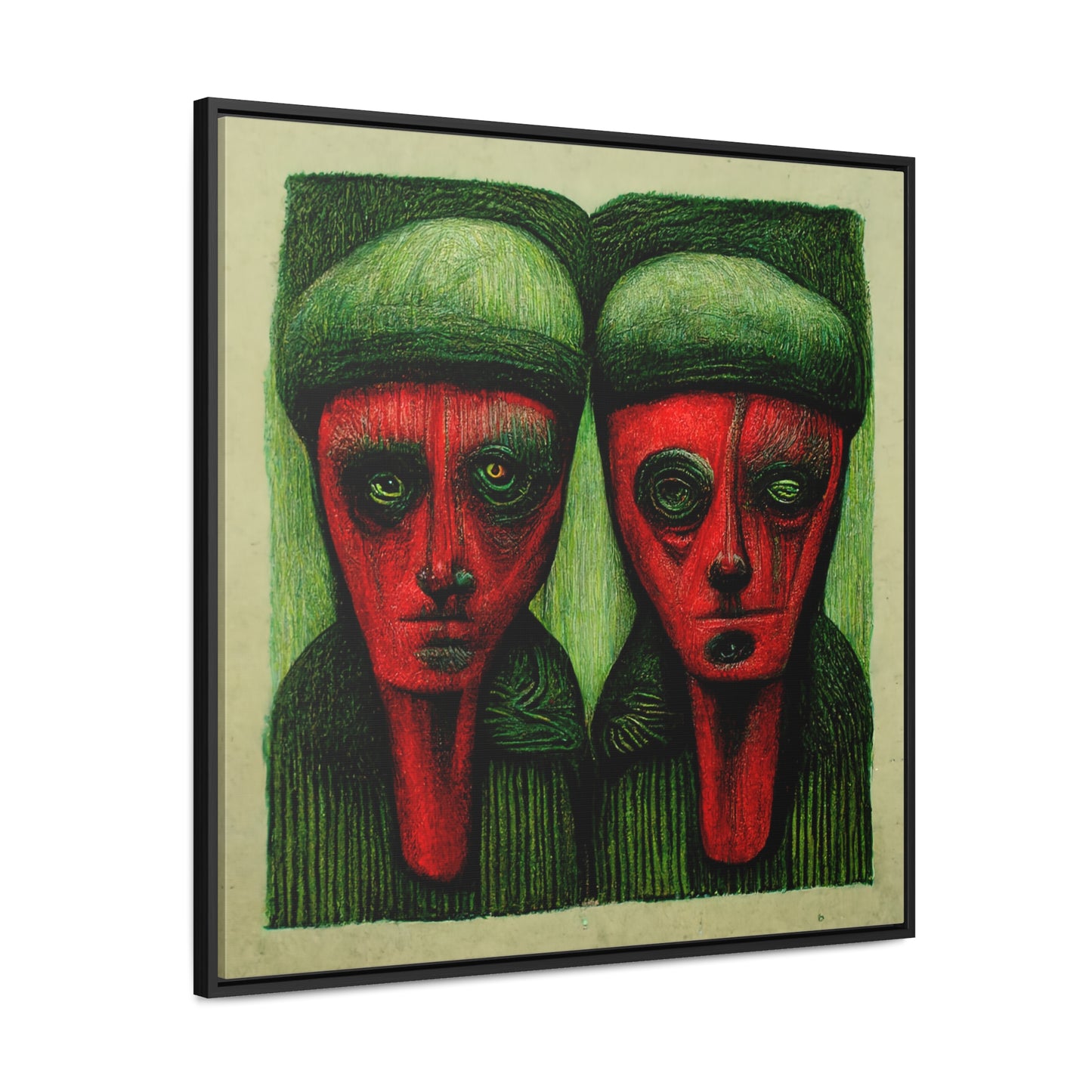 Loneliness Green Red 9, Valentinii, Gallery Canvas Wraps, Square Frame