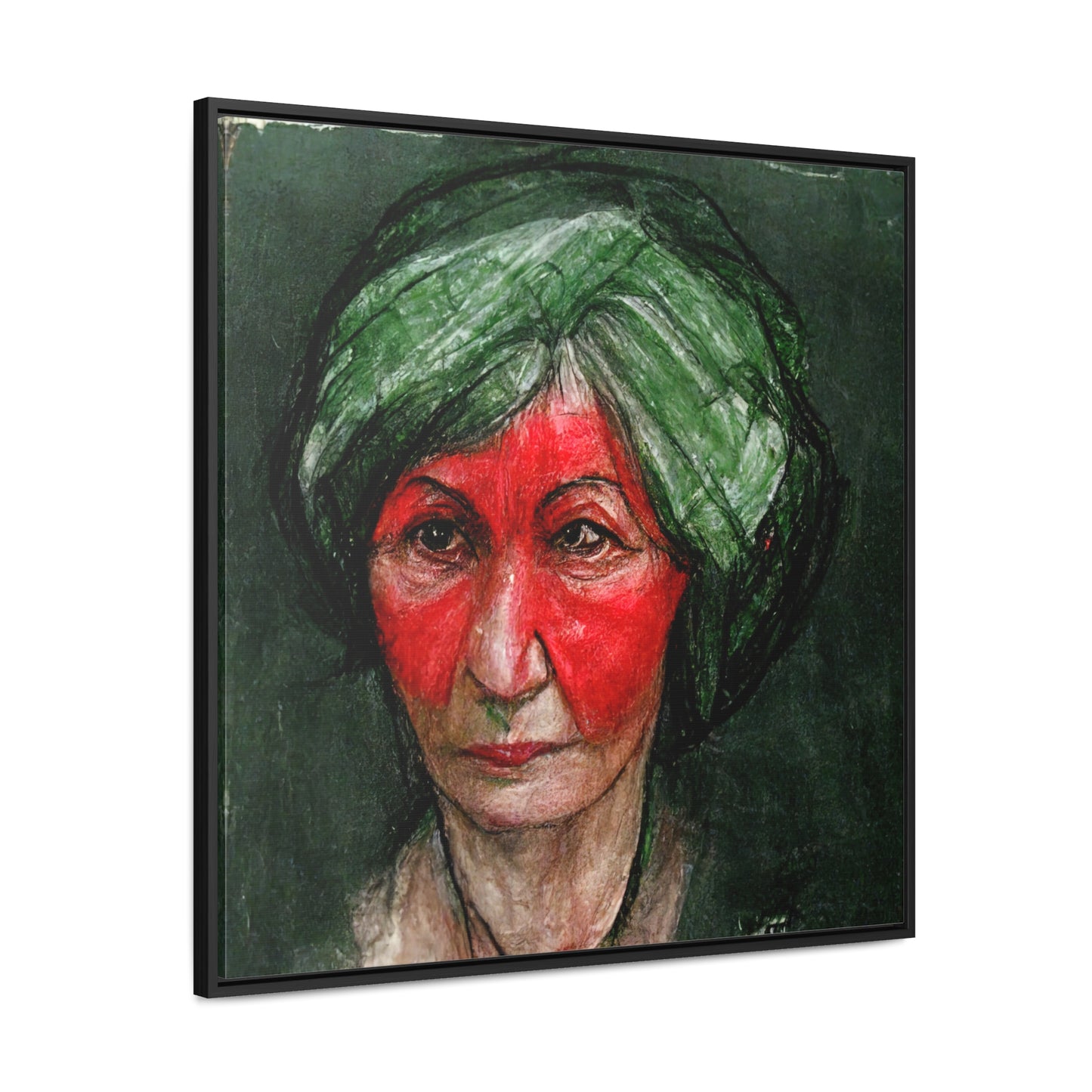 Loneliness Green Red 41, Valentinii, Gallery Canvas Wraps, Square Frame