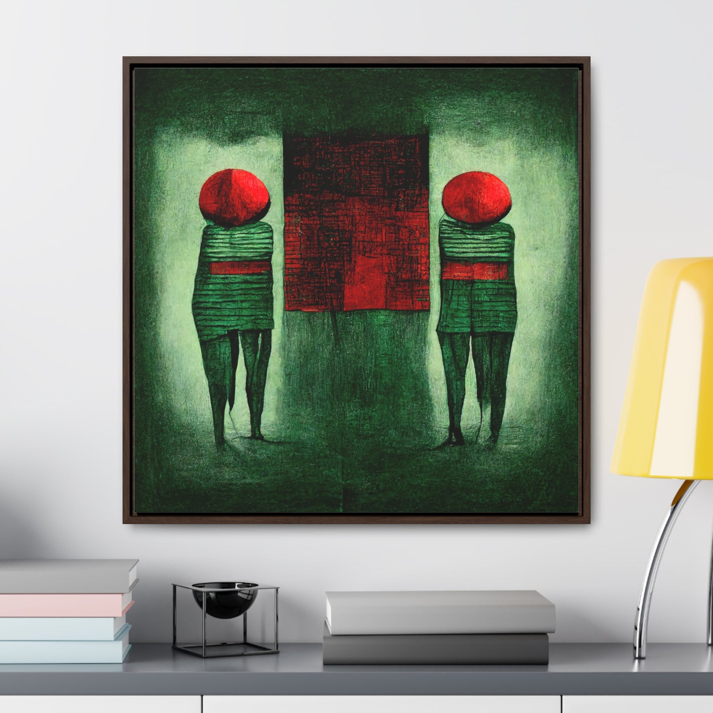 Loneliness Green Red 23, Valentinii, Gallery Canvas Wraps, Square Frame