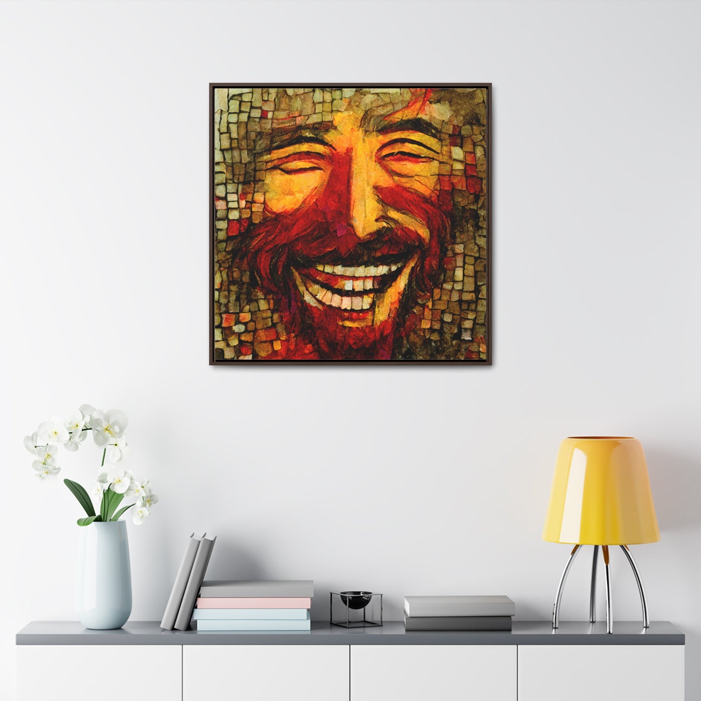 Jesus smiling 4, Valentinii, Gallery Canvas Wraps, Square Frame