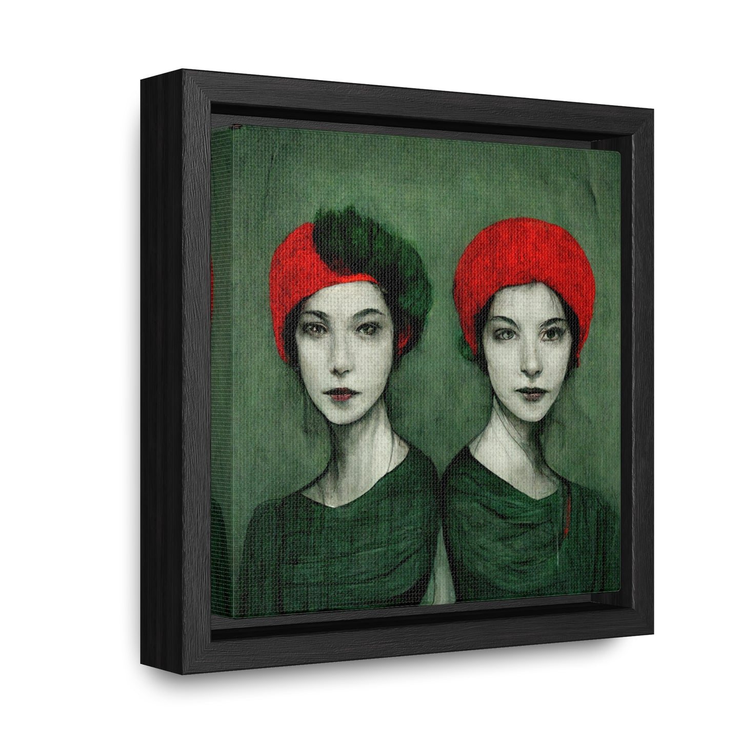 Loneliness Green Red 32, Valentinii, Gallery Canvas Wraps, Square Frame