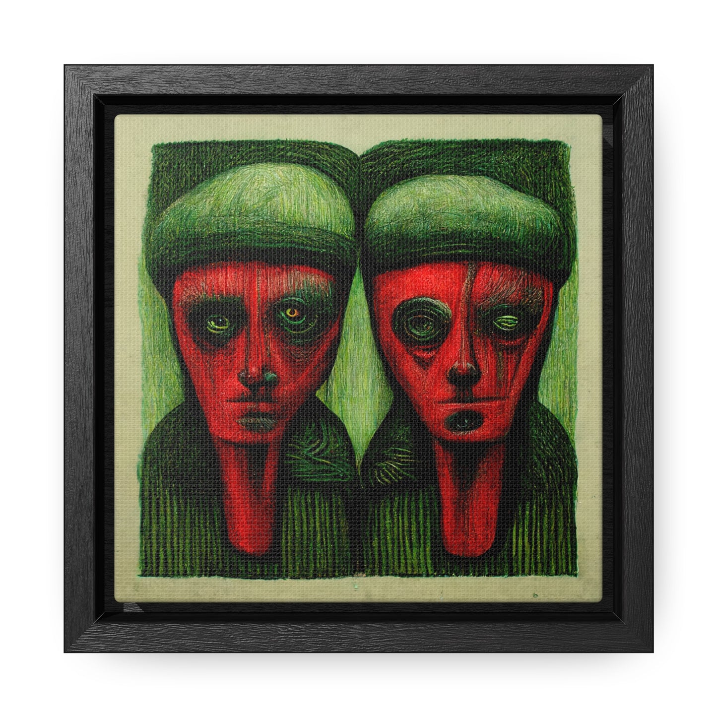 Loneliness Green Red 9, Valentinii, Gallery Canvas Wraps, Square Frame