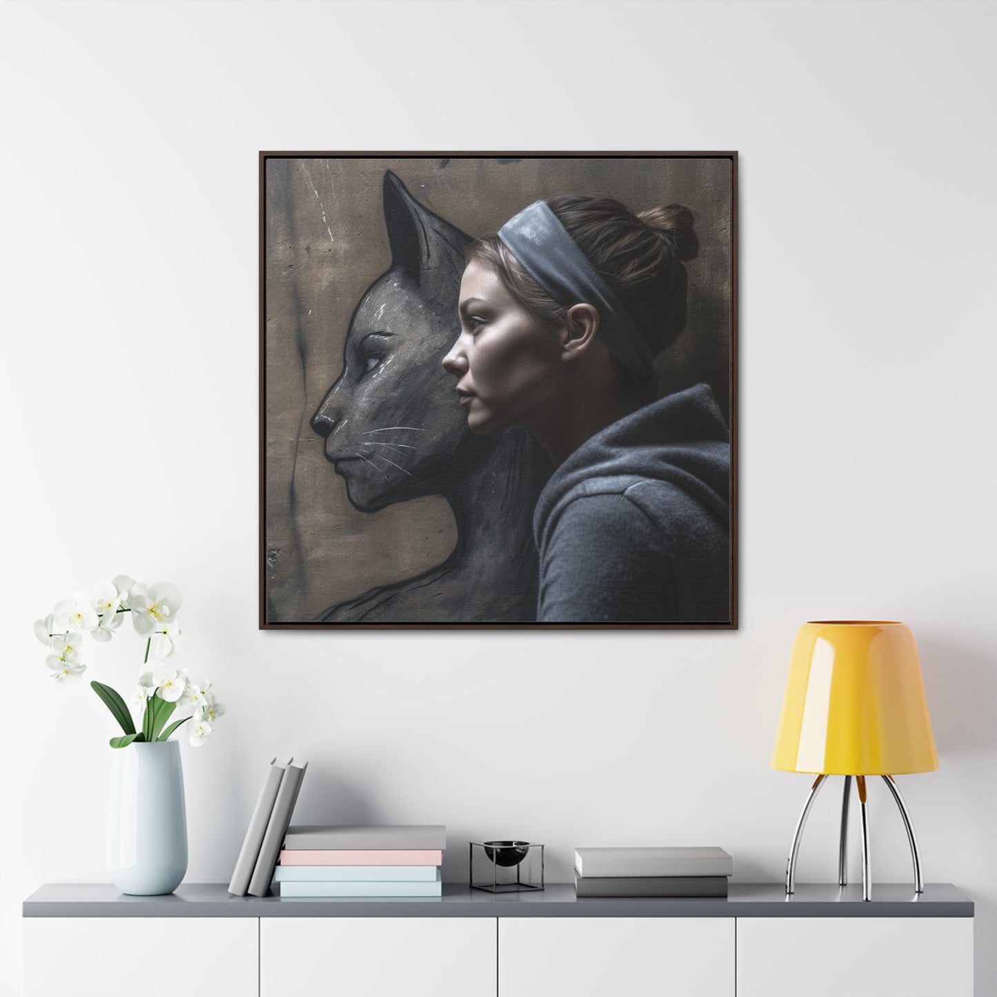 Cat Woman 16, Gallery Canvas Wraps, Square Frame