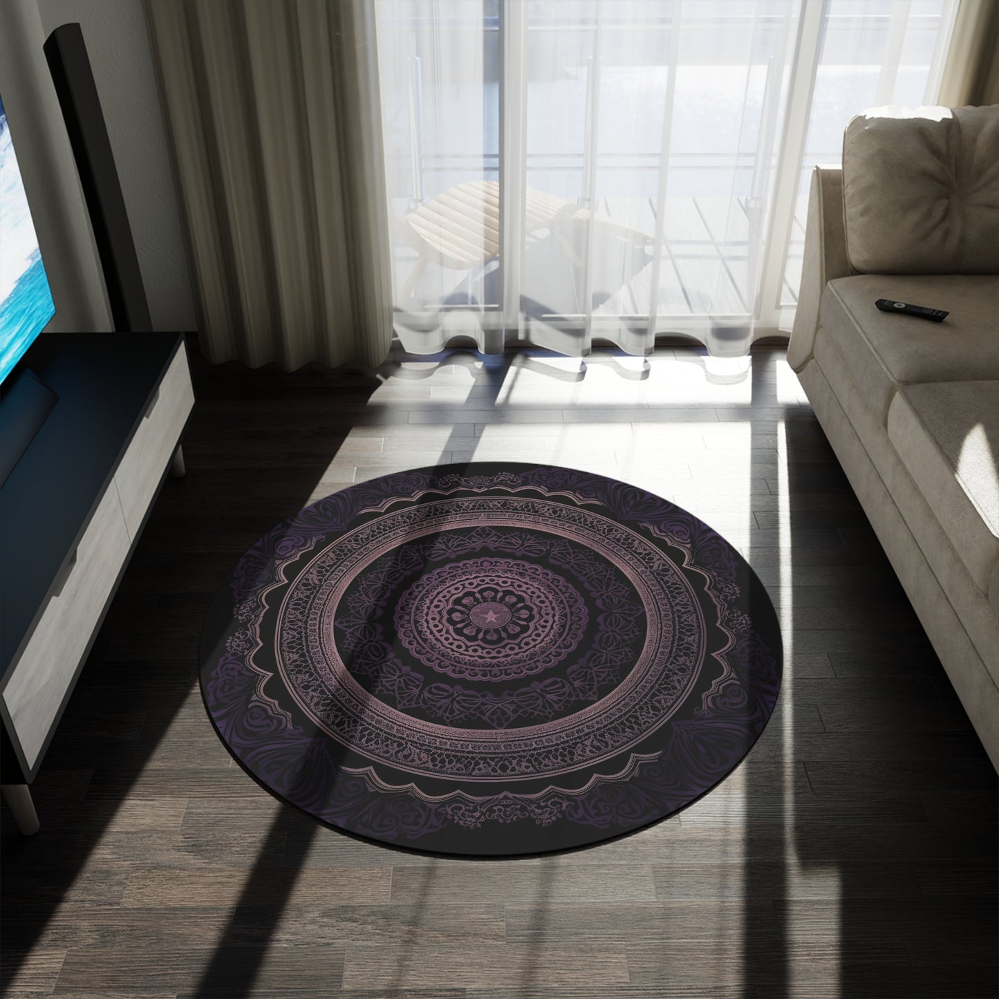 V Fractal 8,  Round Rug