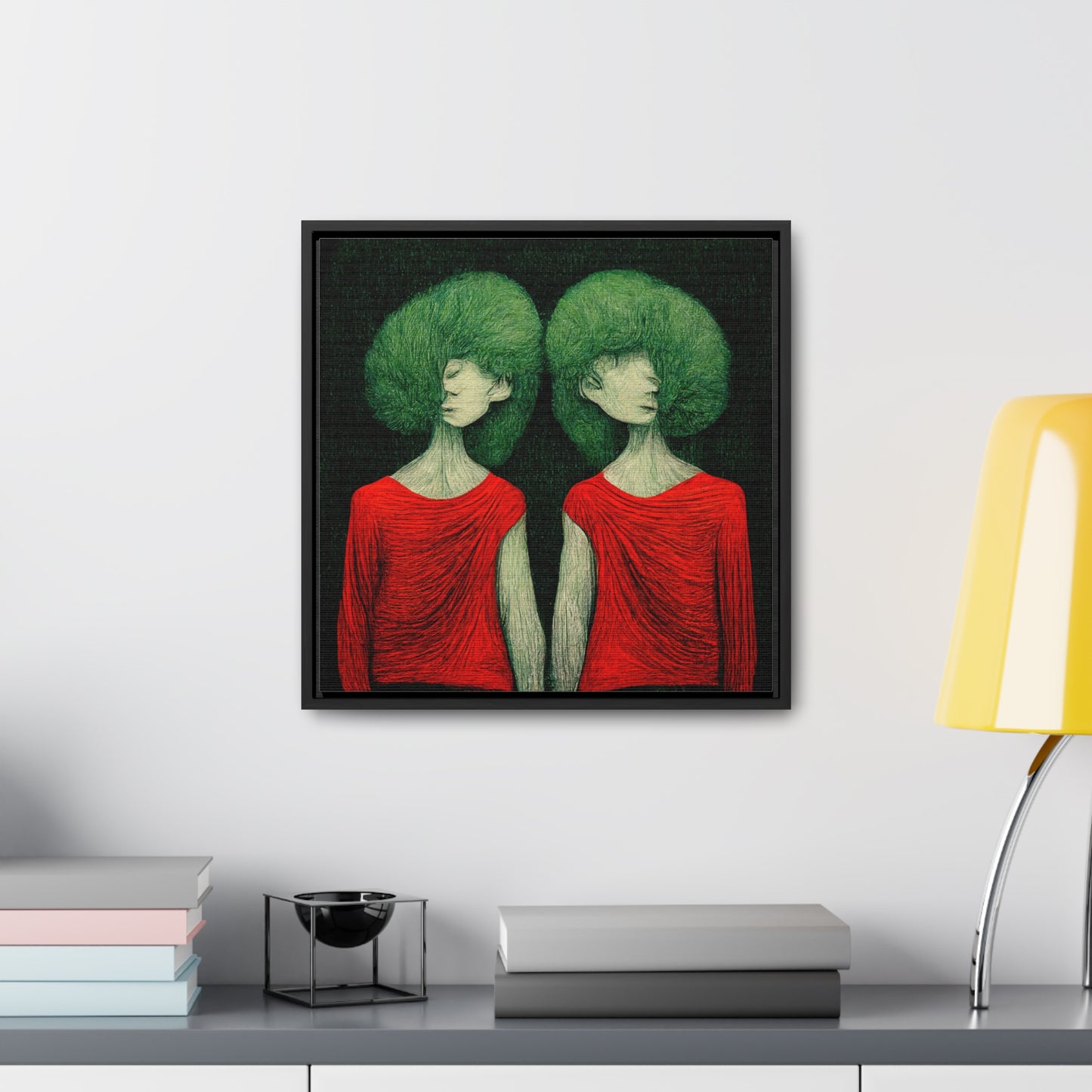 Loneliness Green Red 31, Valentinii, Gallery Canvas Wraps, Square Frame