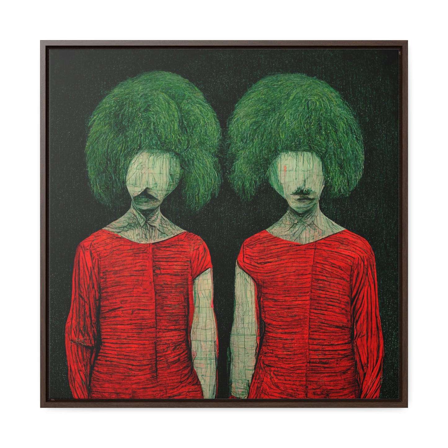 Loneliness Green Red 27, Valentinii, Gallery Canvas Wraps, Square Frame