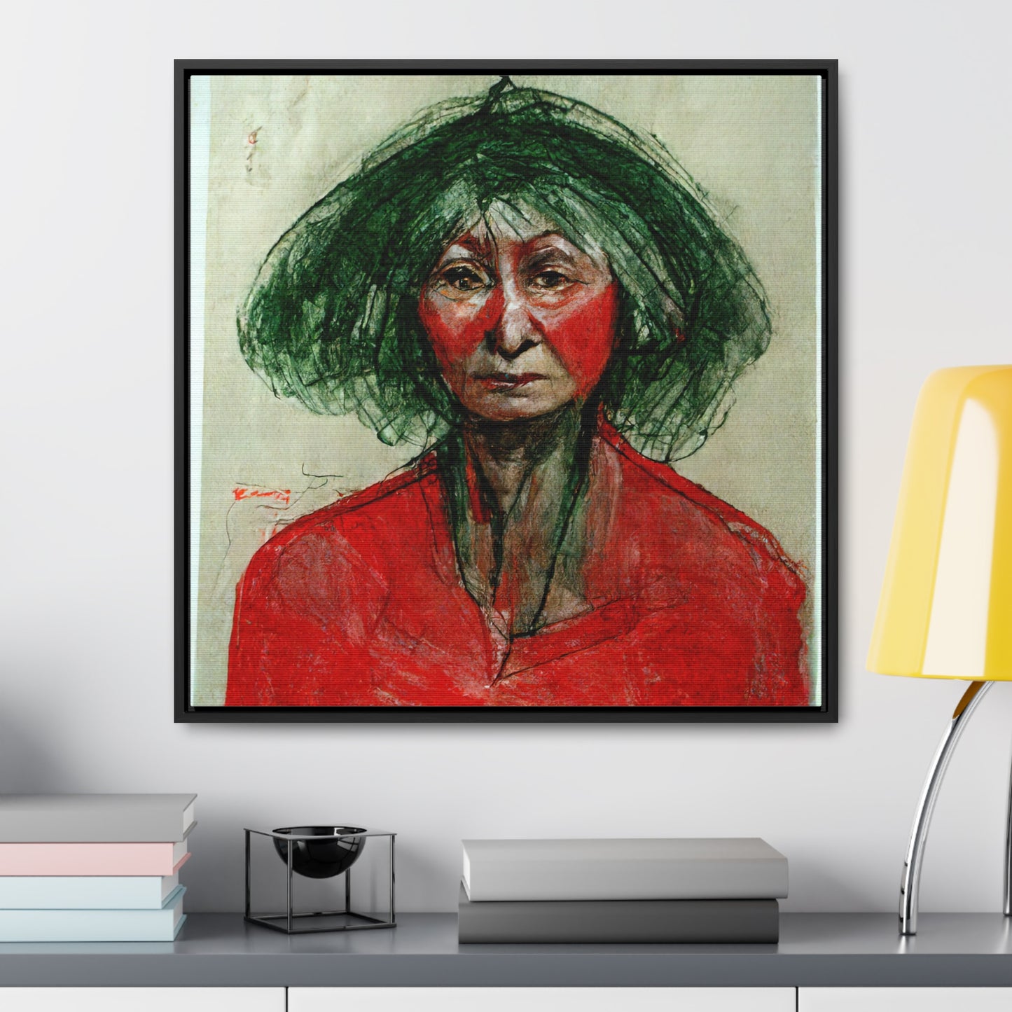 Loneliness Green Red 37, Valentinii, Gallery Canvas Wraps, Square Frame