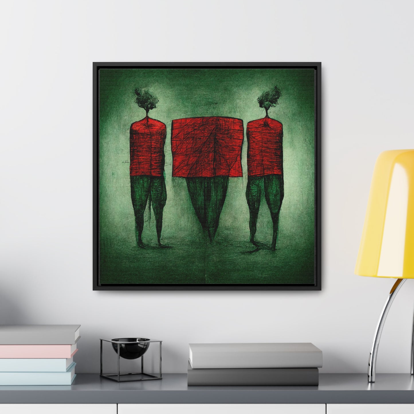 Loneliness Green Red 22, Valentinii, Gallery Canvas Wraps, Square Frame