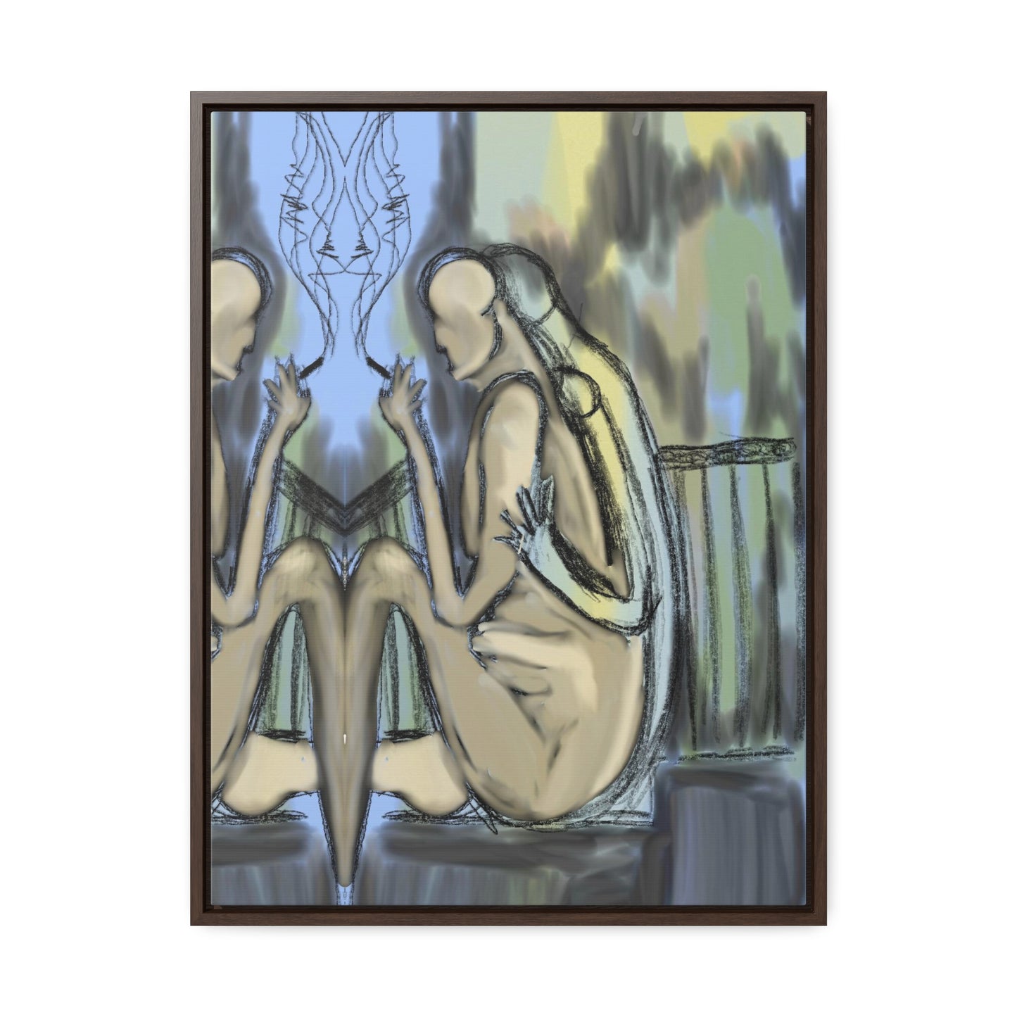 Lovers On The Stairs, Original Eduard Pavel, Gallery Canvas Wraps, Vertical Frame