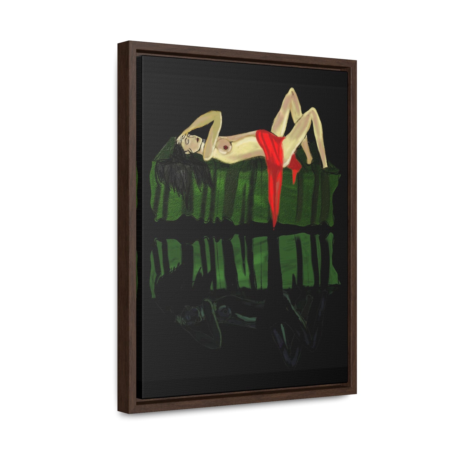 Woman in Bed in Mirror, Original Eduard Pavel, Gallery Canvas Wraps, Vertical Frame