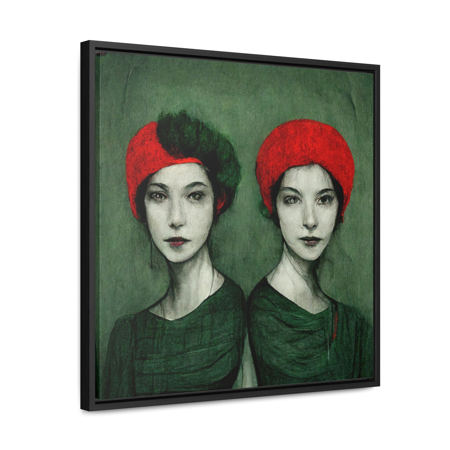 Loneliness Green Red 32, Valentinii, Gallery Canvas Wraps, Square Frame