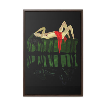 Woman in Bed in Mirror, Original Eduard Pavel, Gallery Canvas Wraps, Vertical Frame