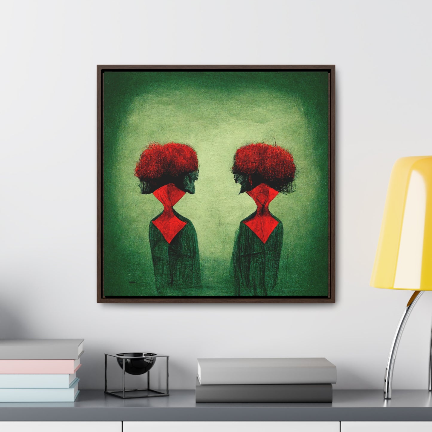 Loneliness Green Red 29, Valentinii, Gallery Canvas Wraps, Square Frame