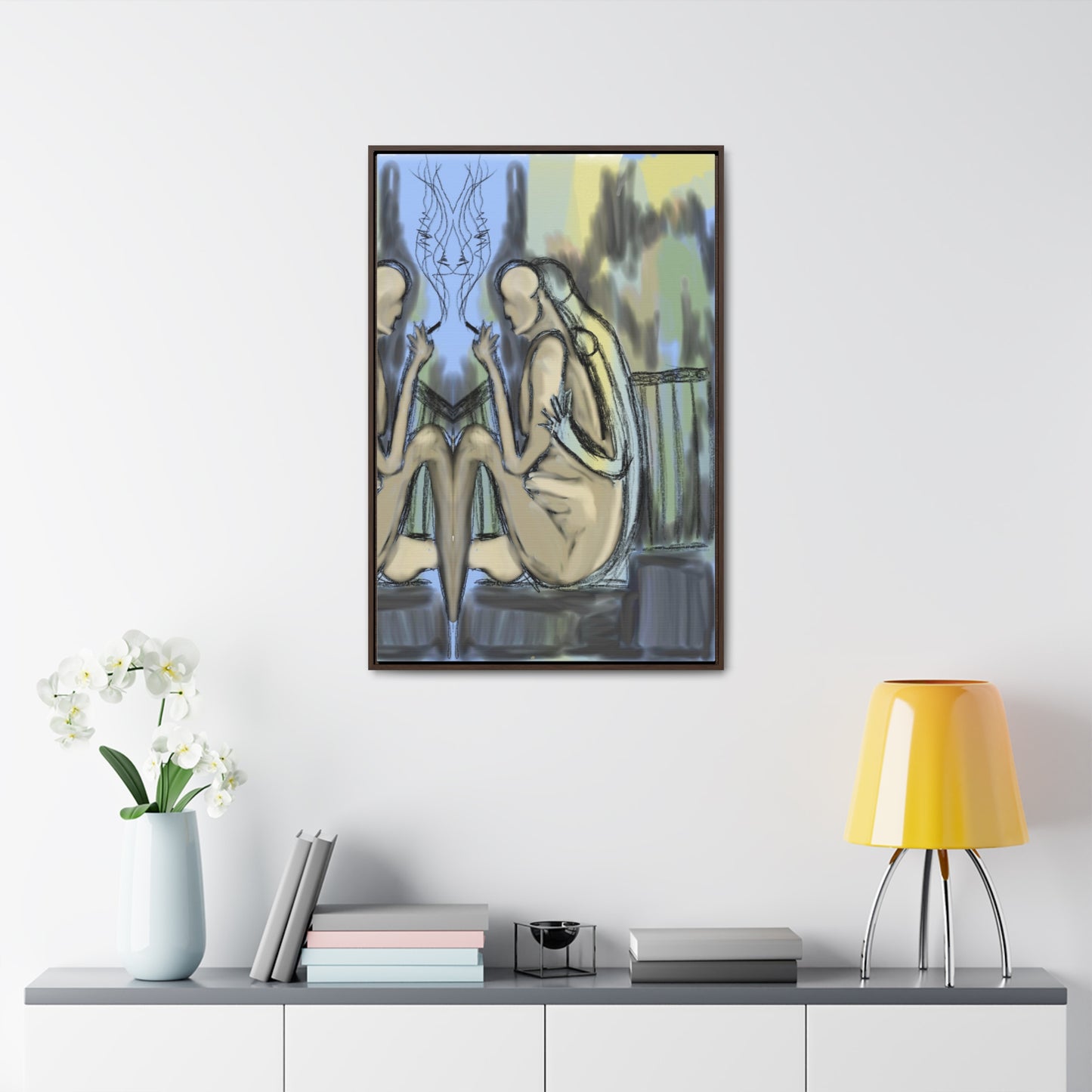 Lovers On The Stairs, Original Eduard Pavel, Gallery Canvas Wraps, Vertical Frame