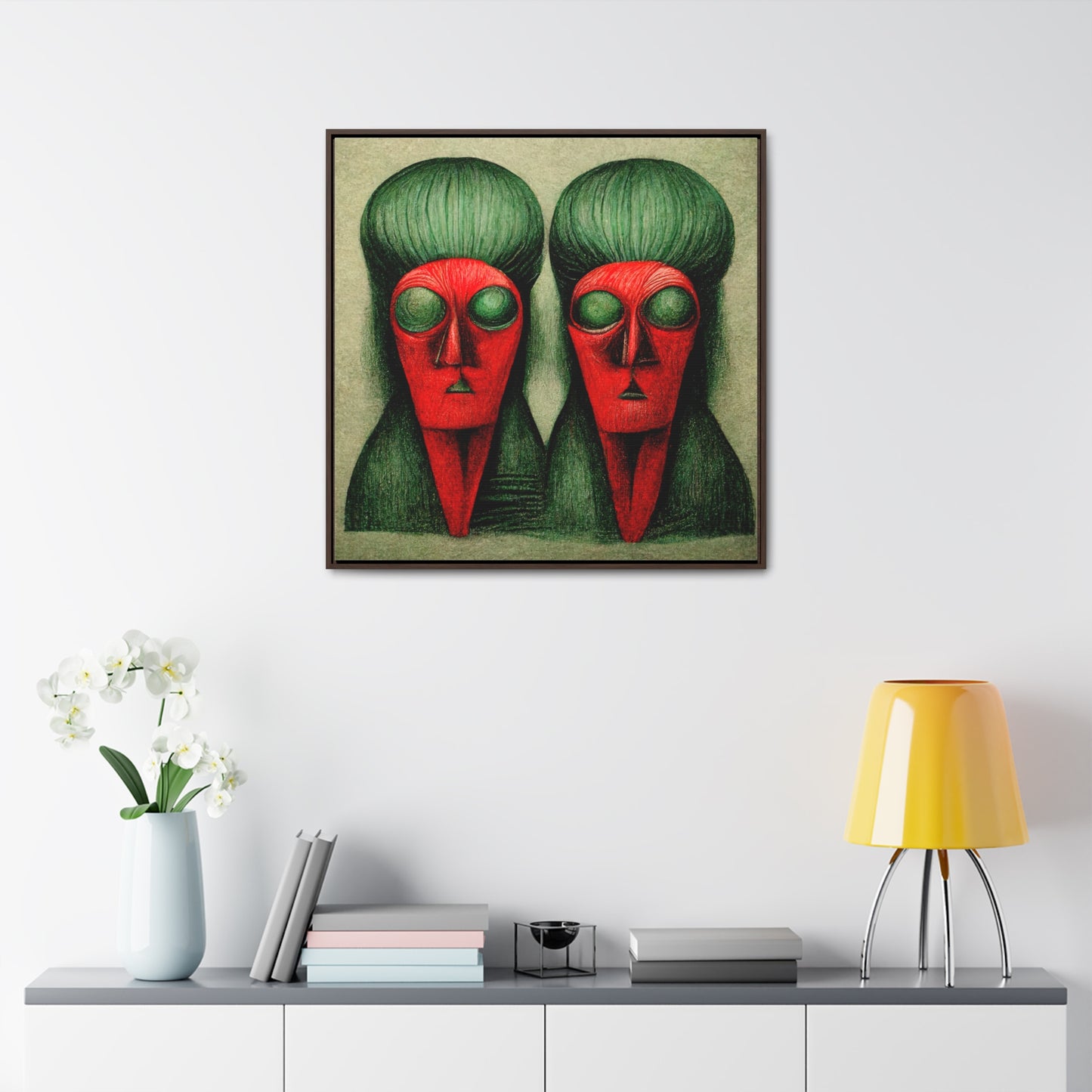 Loneliness Green Red 17, Valentinii, Gallery Canvas Wraps, Square Frame