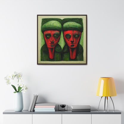 Loneliness Green Red 9, Valentinii, Gallery Canvas Wraps, Square Frame