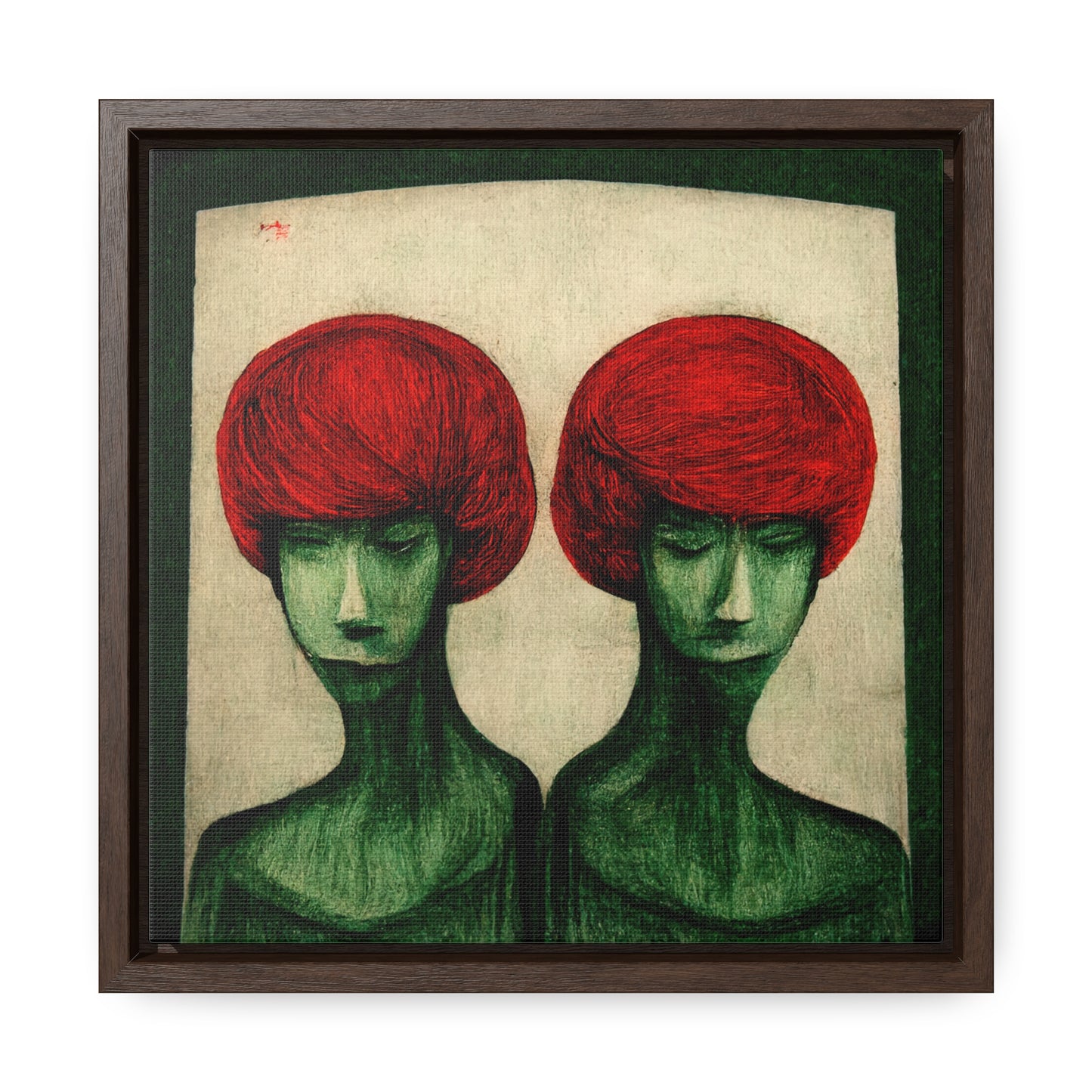 Loneliness Green Red 21, Valentinii, Gallery Canvas Wraps, Square Frame