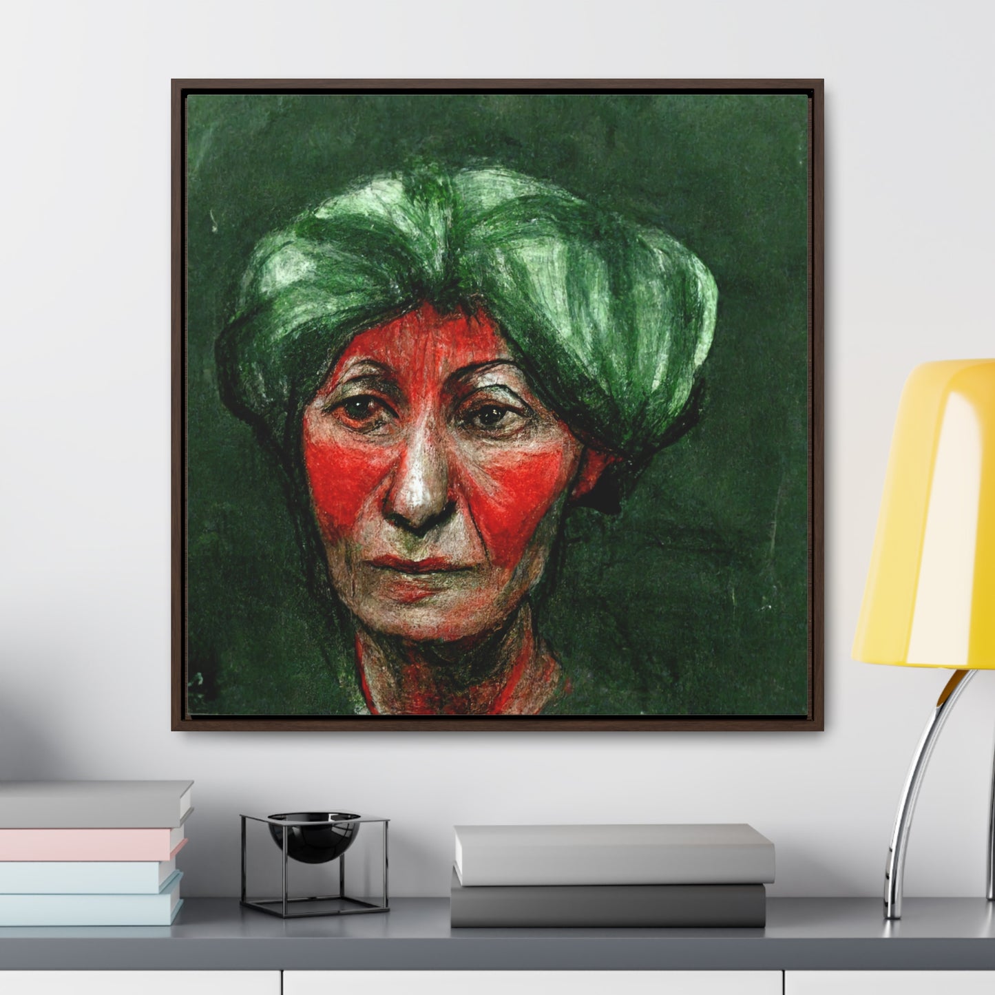 Loneliness Green Red 42, Valentinii, Gallery Canvas Wraps, Square Frame