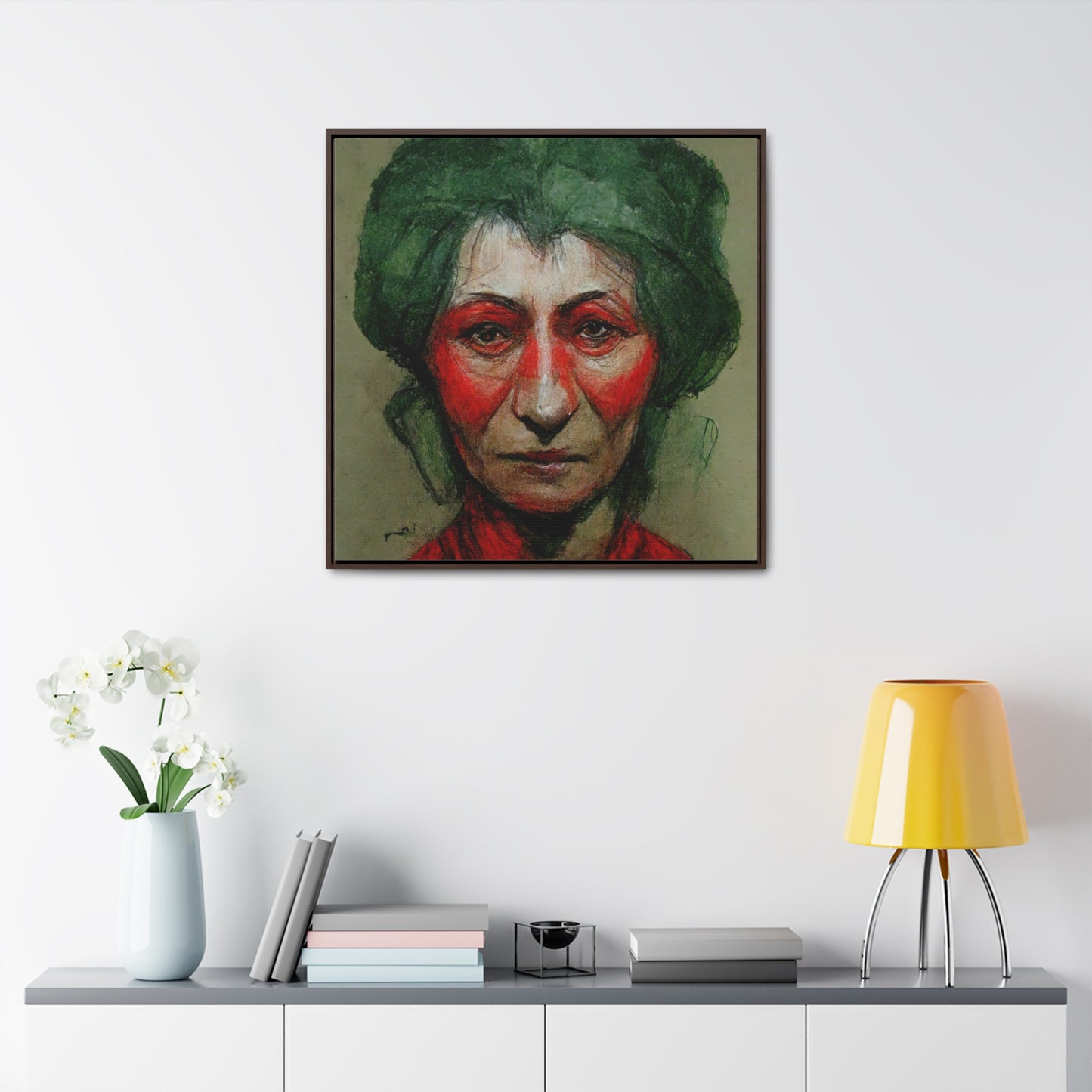 Loneliness Green Red 44, Valentinii, Gallery Canvas Wraps, Square Frame