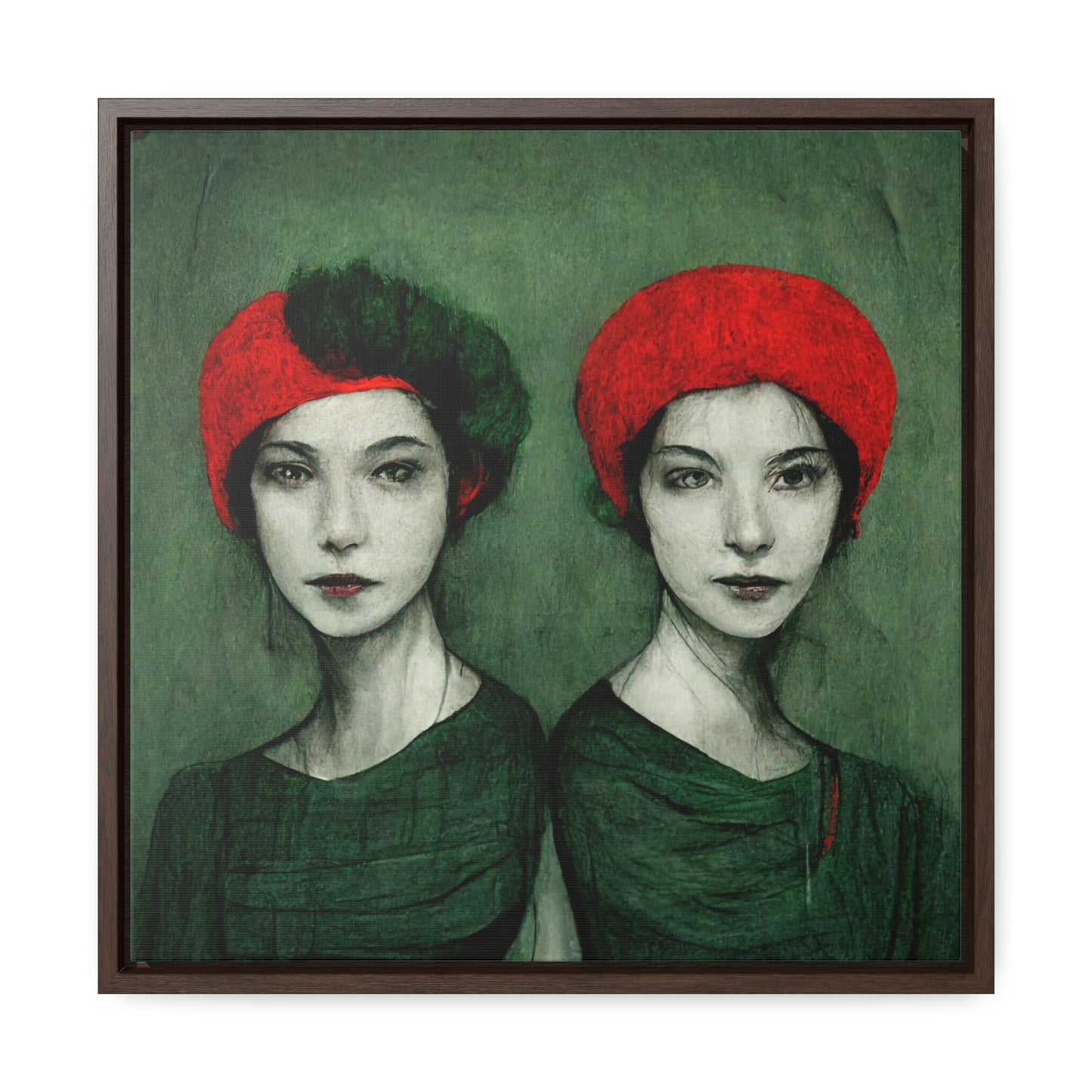 Loneliness Green Red 32, Valentinii, Gallery Canvas Wraps, Square Frame