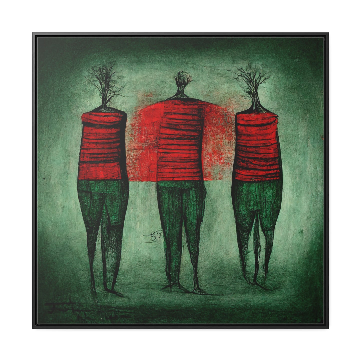 Loneliness Green Red 13, Valentinii, Gallery Canvas Wraps, Square Frame