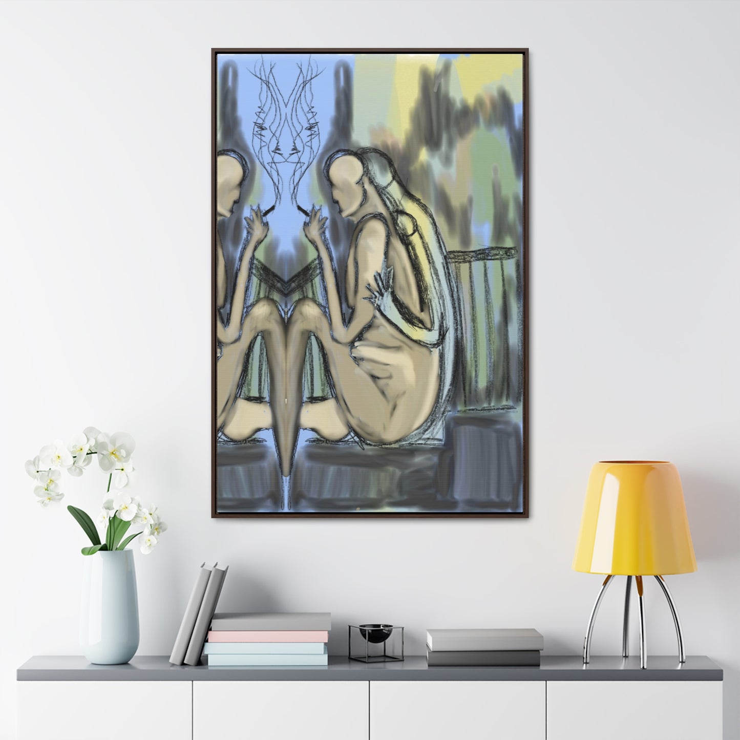 Lovers On The Stairs, Original Eduard Pavel, Gallery Canvas Wraps, Vertical Frame