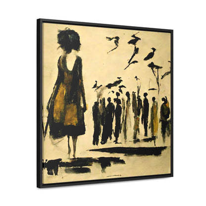 People and Birds, Valentinii, Gallery Canvas Wraps, Square Frame