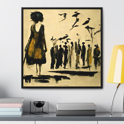 People and Birds, Valentinii, Gallery Canvas Wraps, Square Frame