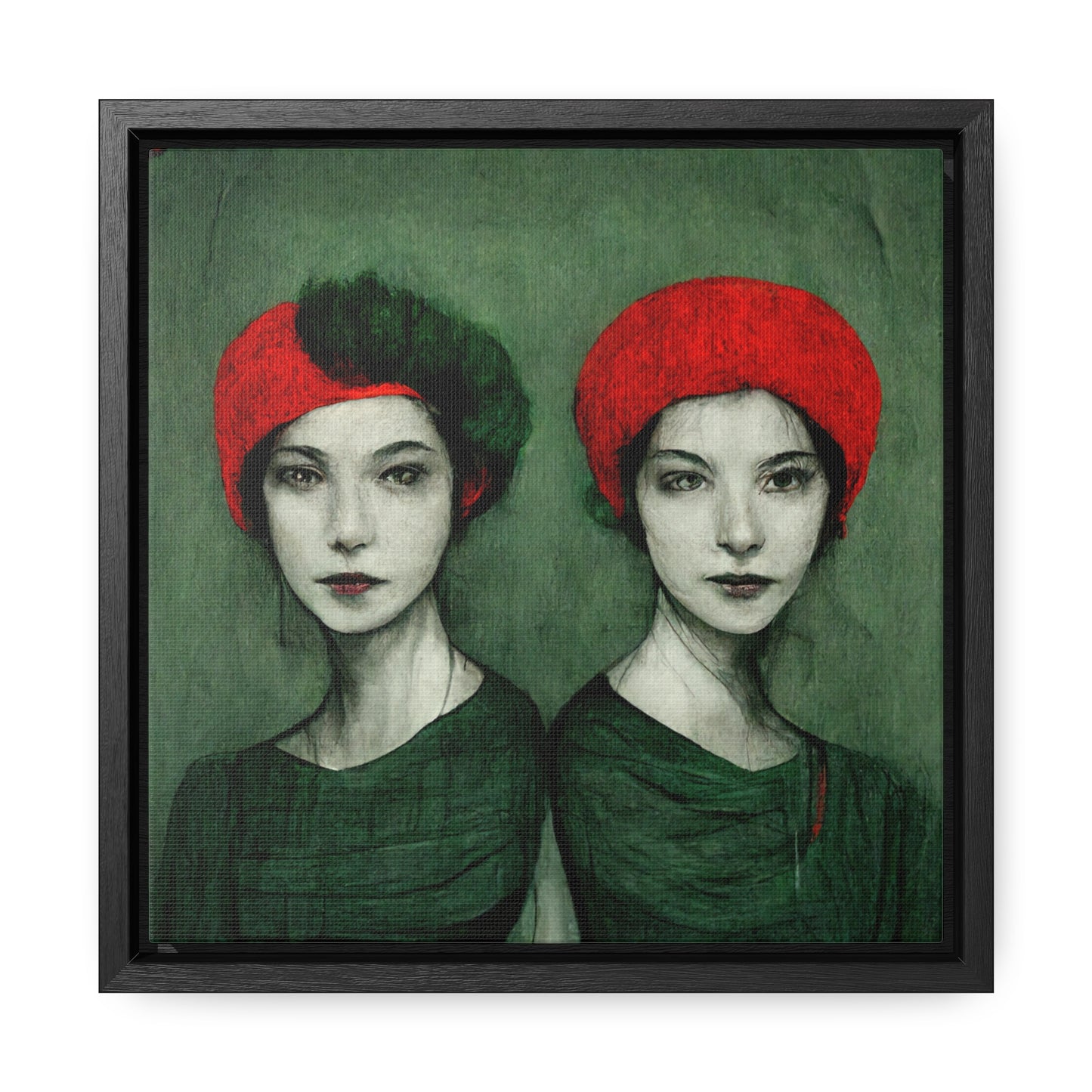 Loneliness Green Red 32, Valentinii, Gallery Canvas Wraps, Square Frame