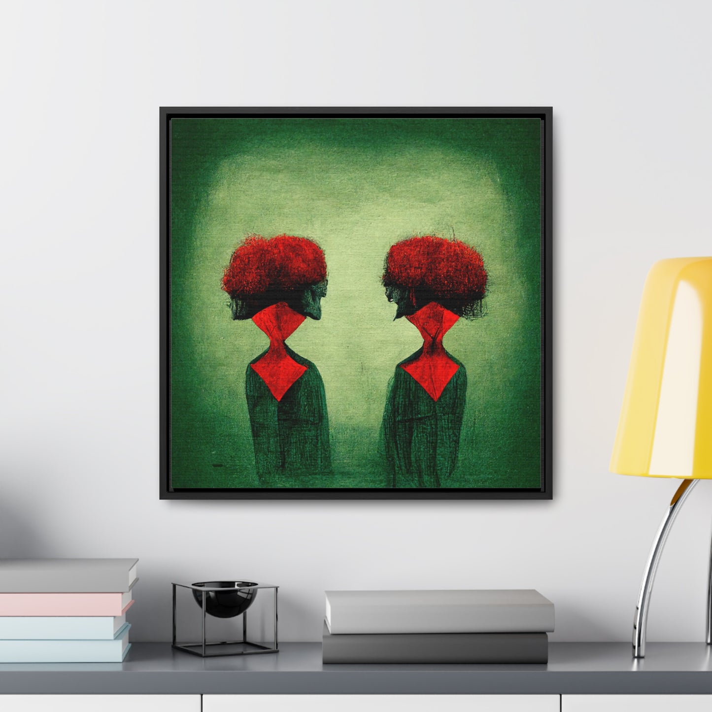 Loneliness Green Red 29, Valentinii, Gallery Canvas Wraps, Square Frame