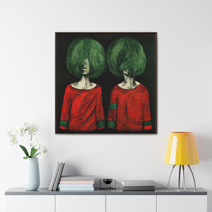 Loneliness Green Red 26, Valentinii, Gallery Canvas Wraps, Square Frame