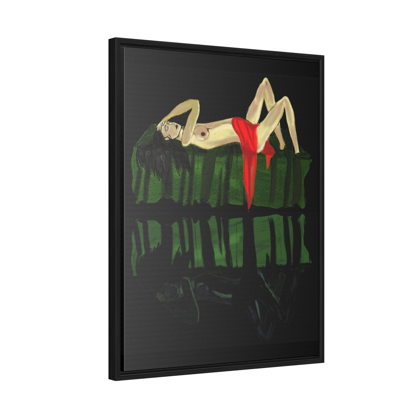 Woman in Bed in Mirror, Original Eduard Pavel, Gallery Canvas Wraps, Vertical Frame