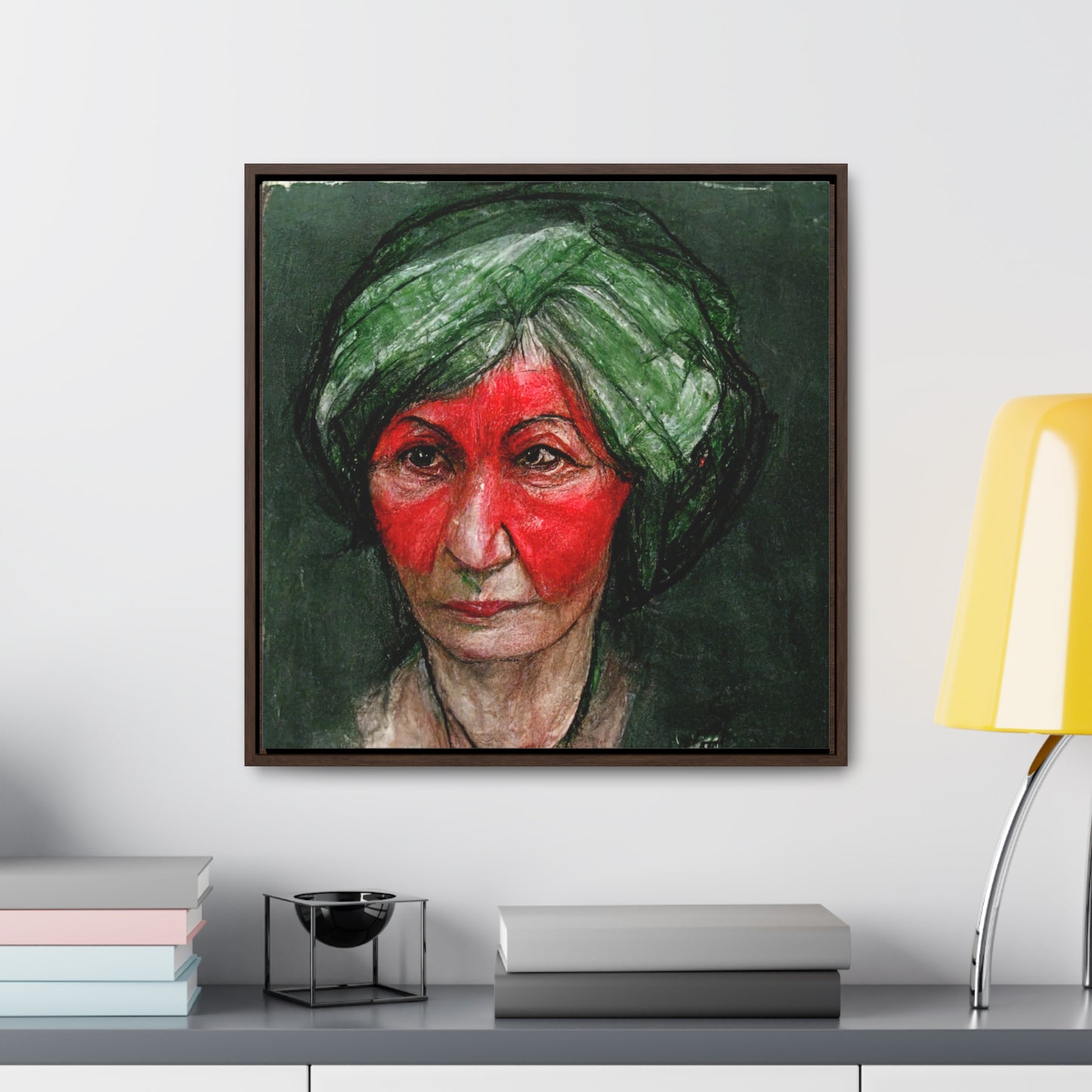 Loneliness Green Red 41, Valentinii, Gallery Canvas Wraps, Square Frame