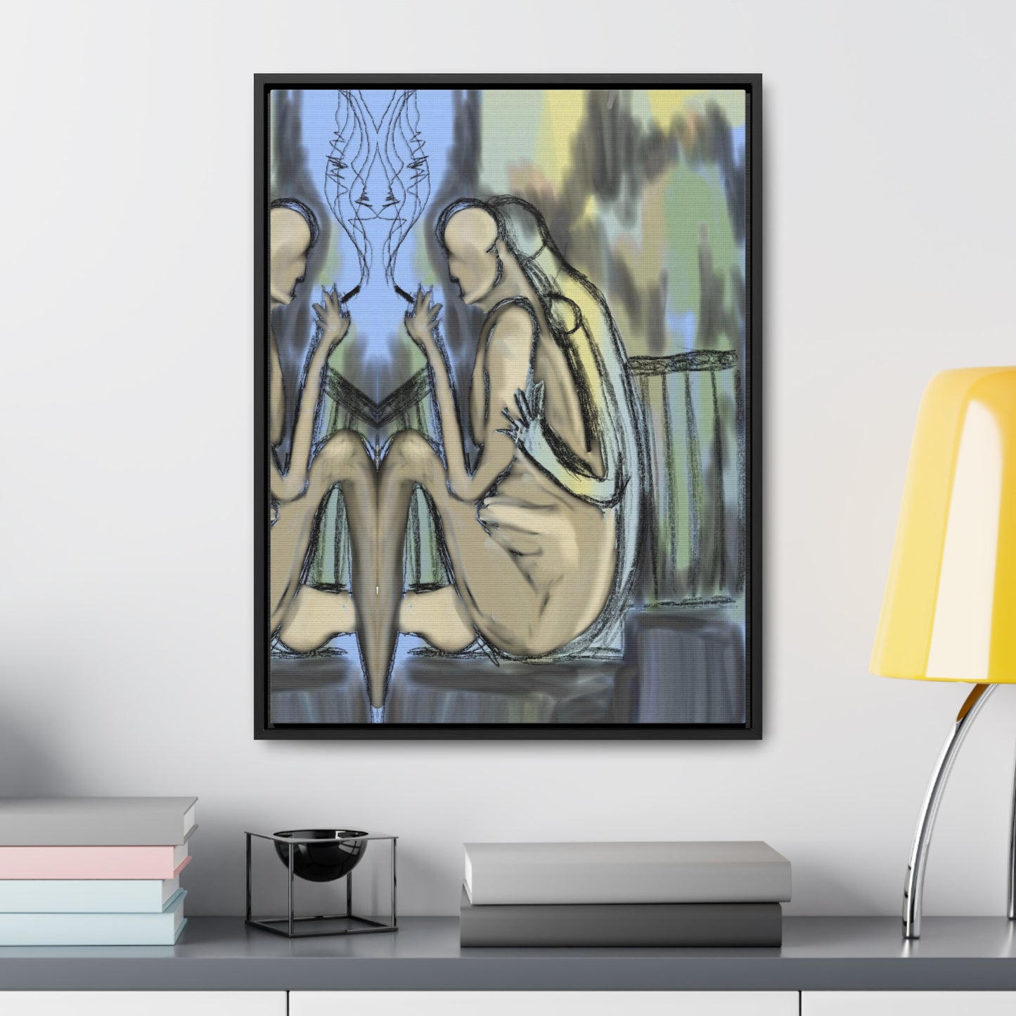 Lovers On The Stairs, Original Eduard Pavel, Gallery Canvas Wraps, Vertical Frame