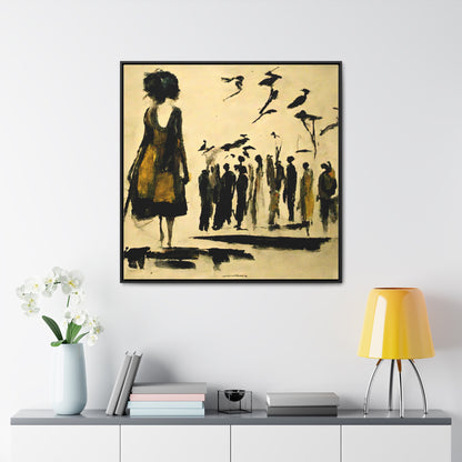 People and Birds, Valentinii, Gallery Canvas Wraps, Square Frame