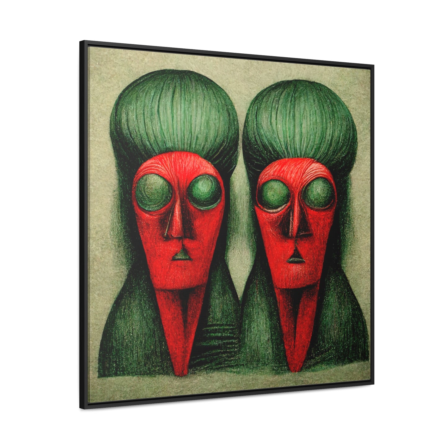 Loneliness Green Red 17, Valentinii, Gallery Canvas Wraps, Square Frame