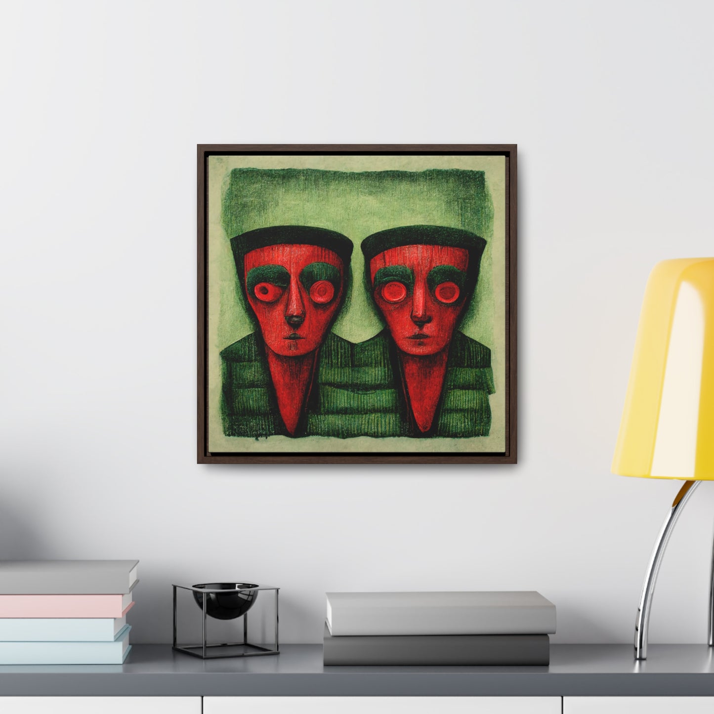 Loneliness Green Red 16, Valentinii, Gallery Canvas Wraps, Square Frame